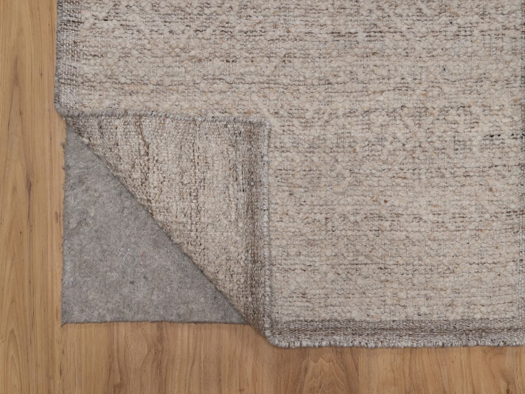 2'6"x11'10" Beaver Brown, Hand Knotted, Modern Variegated Design, Natural Undyed Wool, Piled Flat Weave, Tone on Tone, Textured, Runner, Oriental Rug HR92284 - Image 3