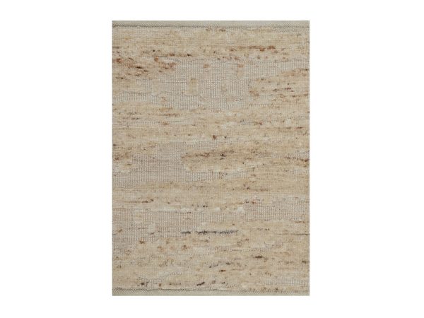 2'2"x3'4" Lace White, Hand Knotted, Textured with Hi and Low, Modern Design, Pure Wool, Mat, Sample, Oriental Rug HR92291
