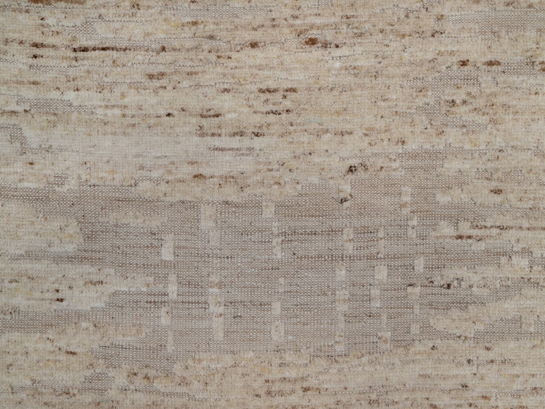 8'1"x10'2" Lace White, Modern Design, Textured with Hi and Low, Pure Wool, Hand Knotted, Oriental Rug HR92293 - Image 8