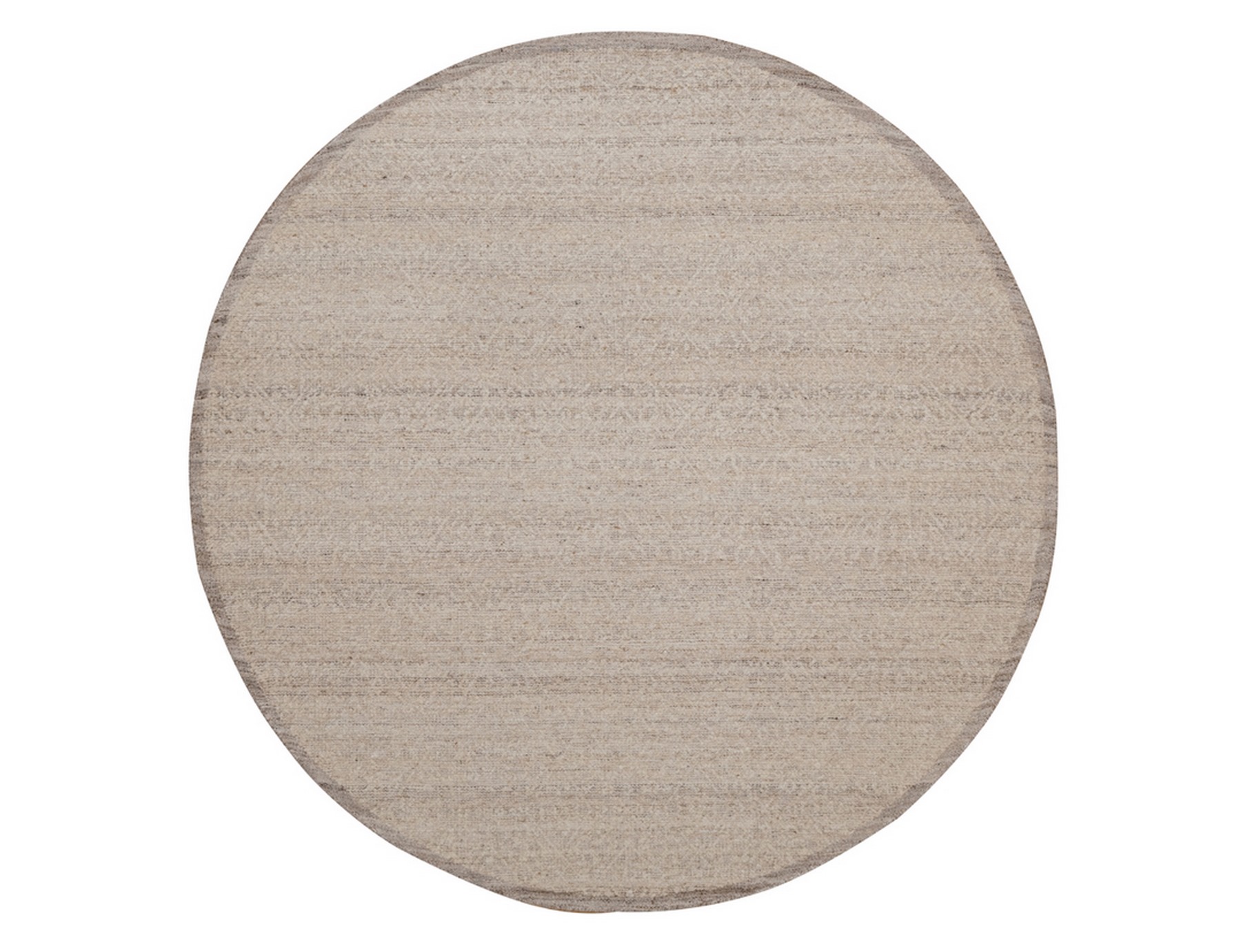 8'x8' Beaver Brown, Hand Knotted, Modern Variegated Design, Natural Undyed Wool, Piled Flat Weave, Tone on Tone, Textured, Round, Oriental Rug HR92313