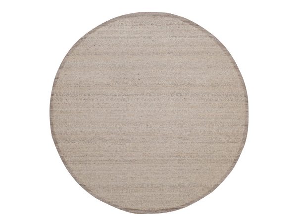7'10"x7'10" Beaver Brown, Natural Undyed Wool, Hand Knotted, Modern Variegated Design, Piled Flat Weave, Tone on Tone, Textured, Round, Oriental Rug SHR2314g