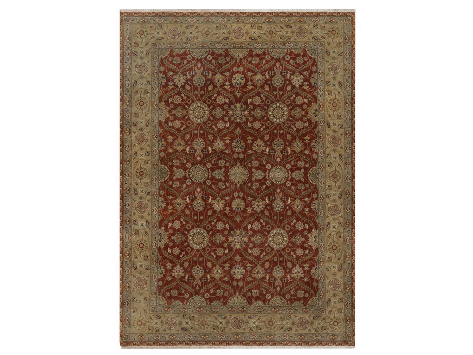 5'6"x7'9" Barn Red, Hereke with All Over Design, 300 KPSI, Wool and Silk, Hand Knotted, Oriental Rug HR92327