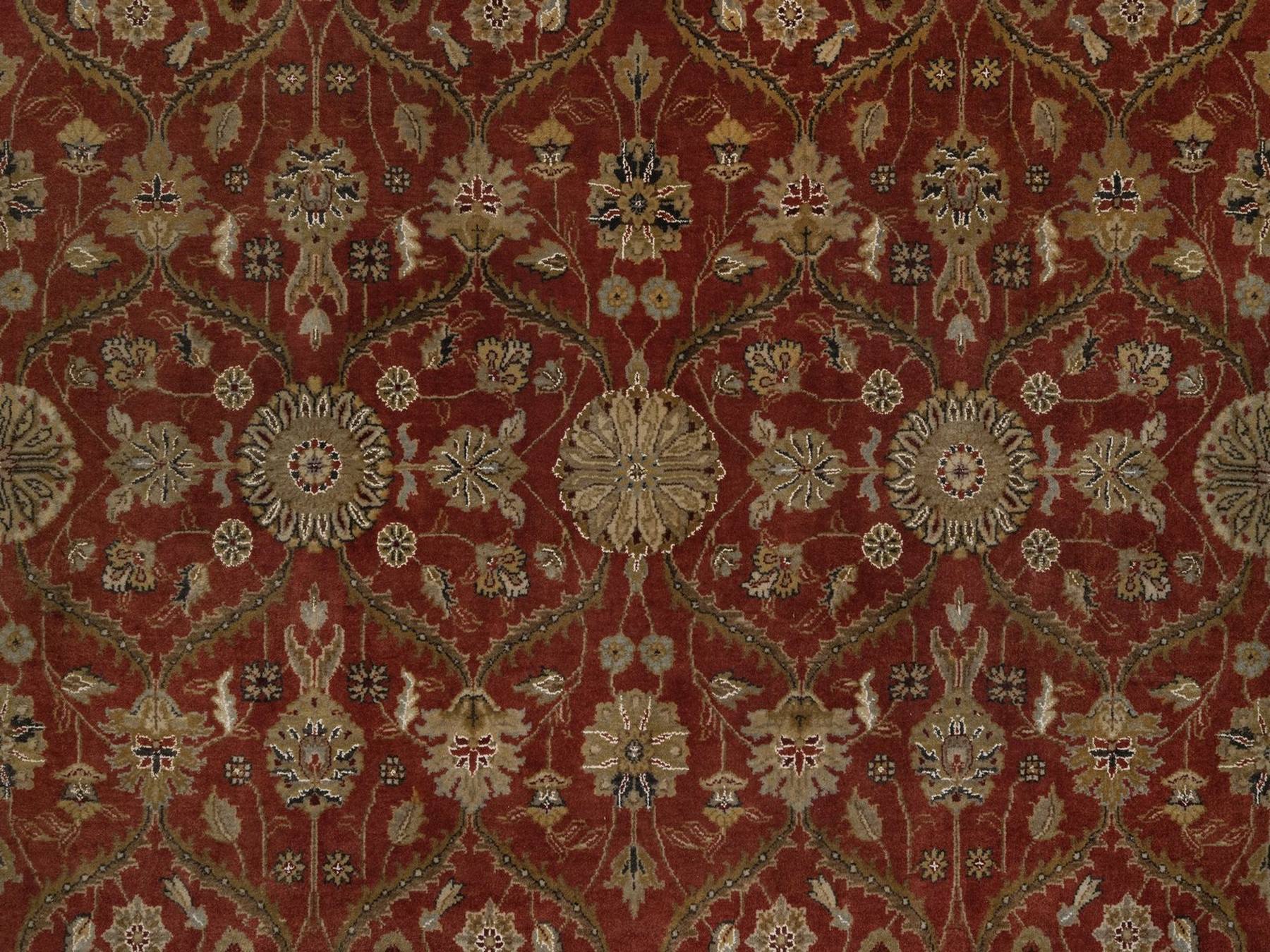 5'6"x7'9" Barn Red, Hereke with All Over Design, 300 KPSI, Wool and Silk, Hand Knotted, Oriental Rug HR92327 - Image 5