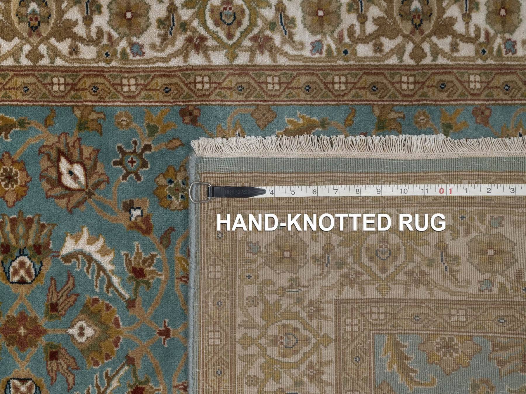 3'1"x16' Turkish Blue, Tabriz Revival, Hand Knotted, Hand Spun New Zealand Wool, 300 KPSI, XL Runner, Oriental Rug HR92335 - Image 8