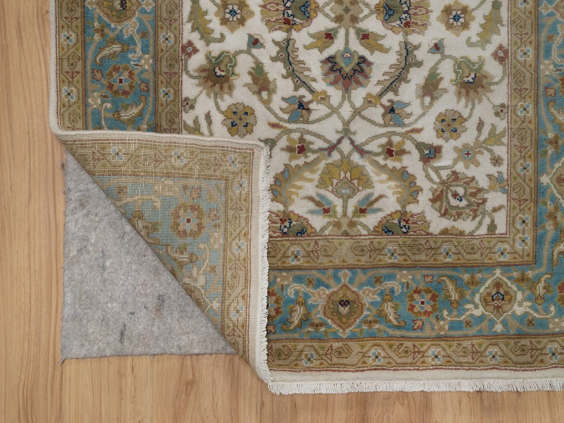 3'1"x18' Swan White, Kashan Design, 300 KPSI, Hand Spun New Zealand Wool, Hand Knotted, XL Runner, Oriental Rug HR92351 - Image 3