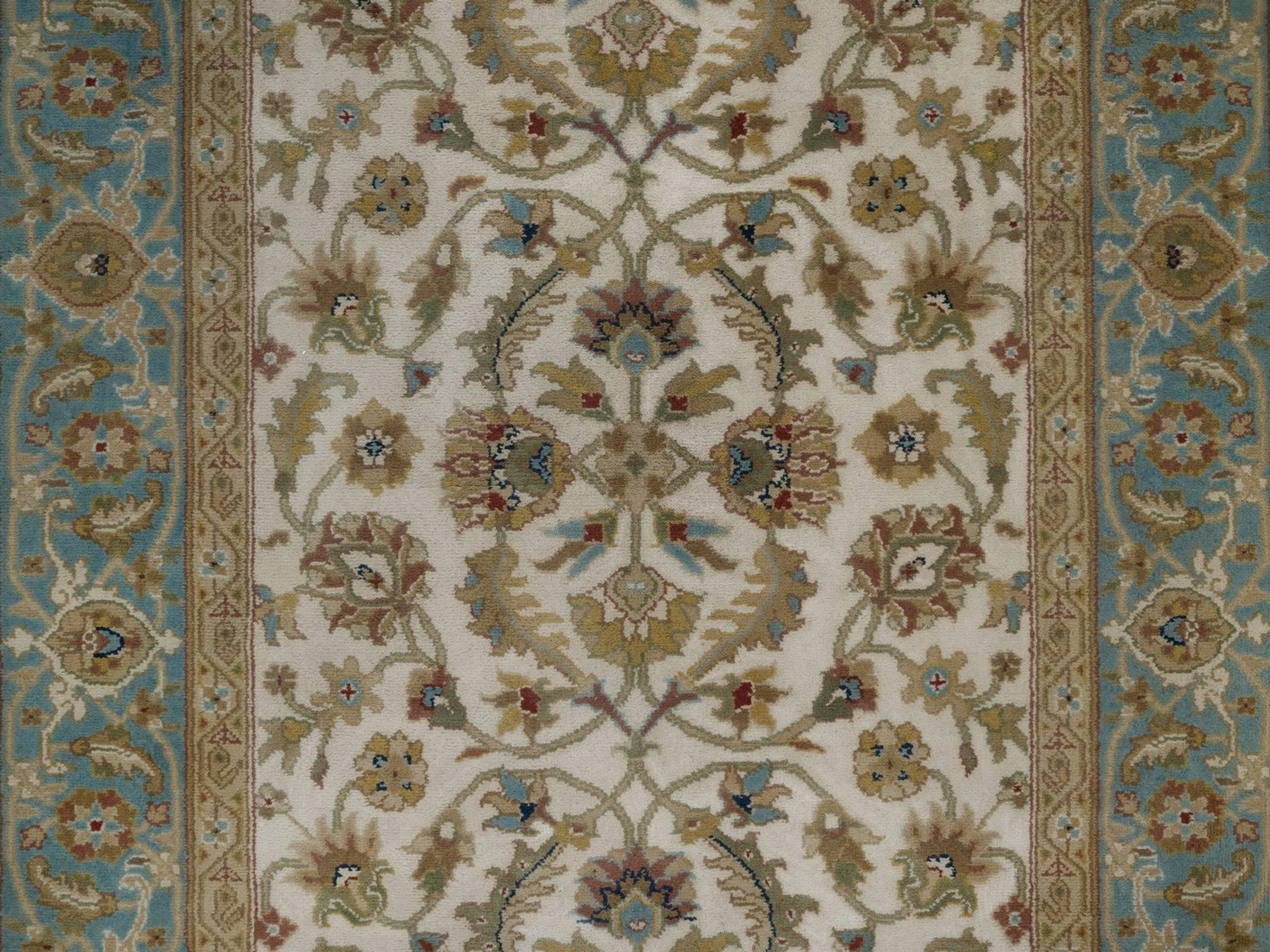 3'1"x18' Swan White, Kashan Design, 300 KPSI, Hand Spun New Zealand Wool, Hand Knotted, XL Runner, Oriental Rug HR92351 - Image 5