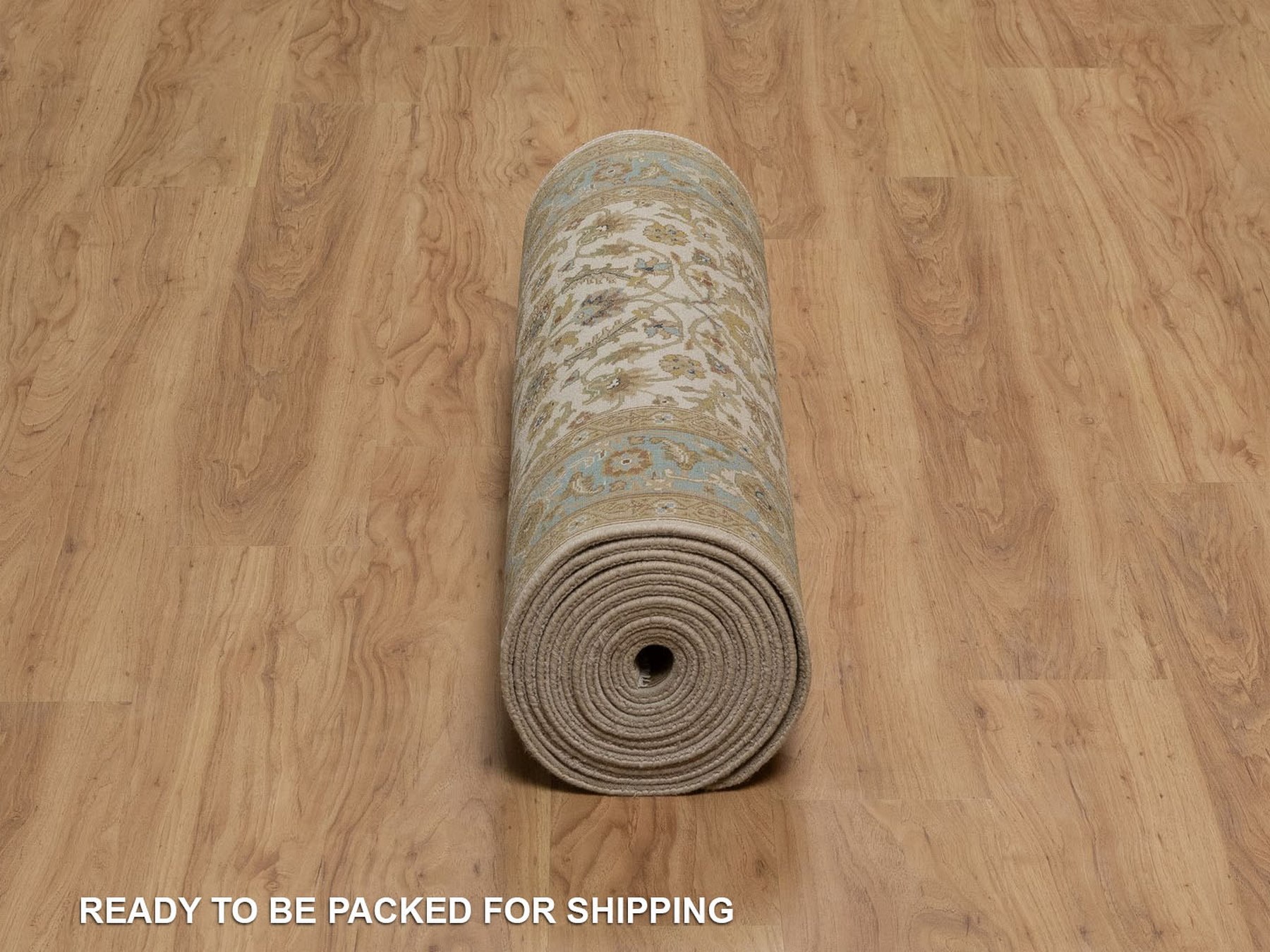 3'1"x18' Swan White, Kashan Design, 300 KPSI, Hand Spun New Zealand Wool, Hand Knotted, XL Runner, Oriental Rug HR92351 - Image 6
