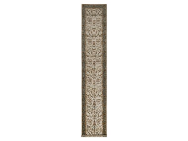 3'1"x17'5" Alabaster White, Tabriz Revival, Hand Knotted, Hand Spun New Zealand Wool, 300 KPSI, XL Runner, Oriental Rug HR92352