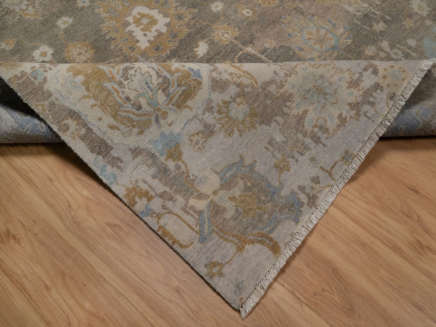 9'5"x14' Cedar Brown, Borderless Oushak with Leaf Design, Hand Knotted, 100% Wool, Densely Woven, Oriental Rug HR92360 - Image 6