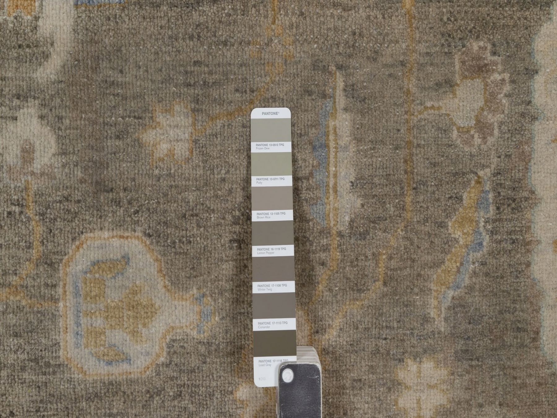 9'5"x14' Cedar Brown, Borderless Oushak with Leaf Design, Hand Knotted, 100% Wool, Densely Woven, Oriental Rug HR92360 - Image 7