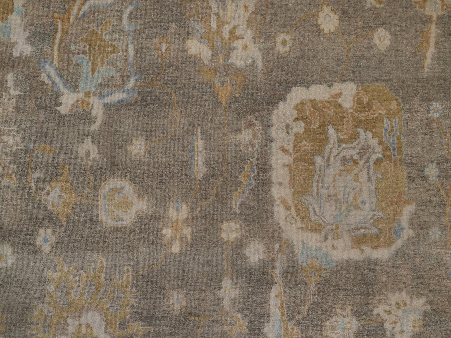 9'5"x14' Cedar Brown, Borderless Oushak with Leaf Design, Hand Knotted, 100% Wool, Densely Woven, Oriental Rug HR92360 - Image 8
