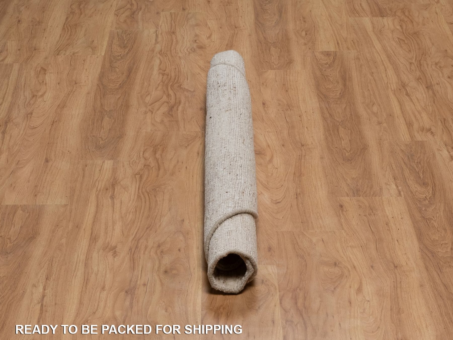 5'x5' Lace White, Hand Knotted, Textured with Hi and Low, Modern Design, Pure Wool, Round, Oriental Rug HR92398 - Image 6