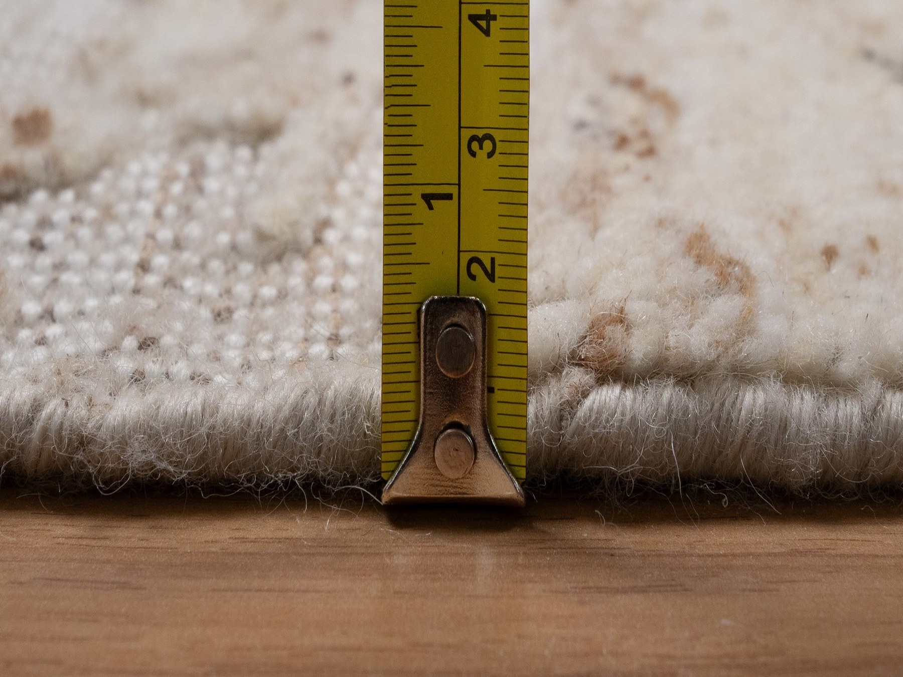 5'x5' Lace White, Hand Knotted, Textured with Hi and Low, Modern Design, Pure Wool, Round, Oriental Rug HR92398 - Image 7