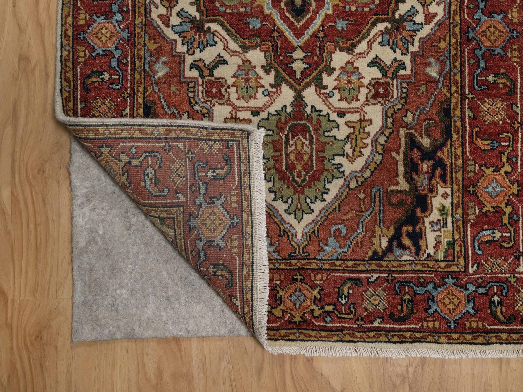 2'7"x12'1" Chiffon White, Antiqued Fine Heriz Re-Creation, Medallion Design, Denser Weave, Vegetable Dyes, Hand Spun New Zealand Wool, Hand Knotted, Runner, Oriental Rug HR92404 - Image 3