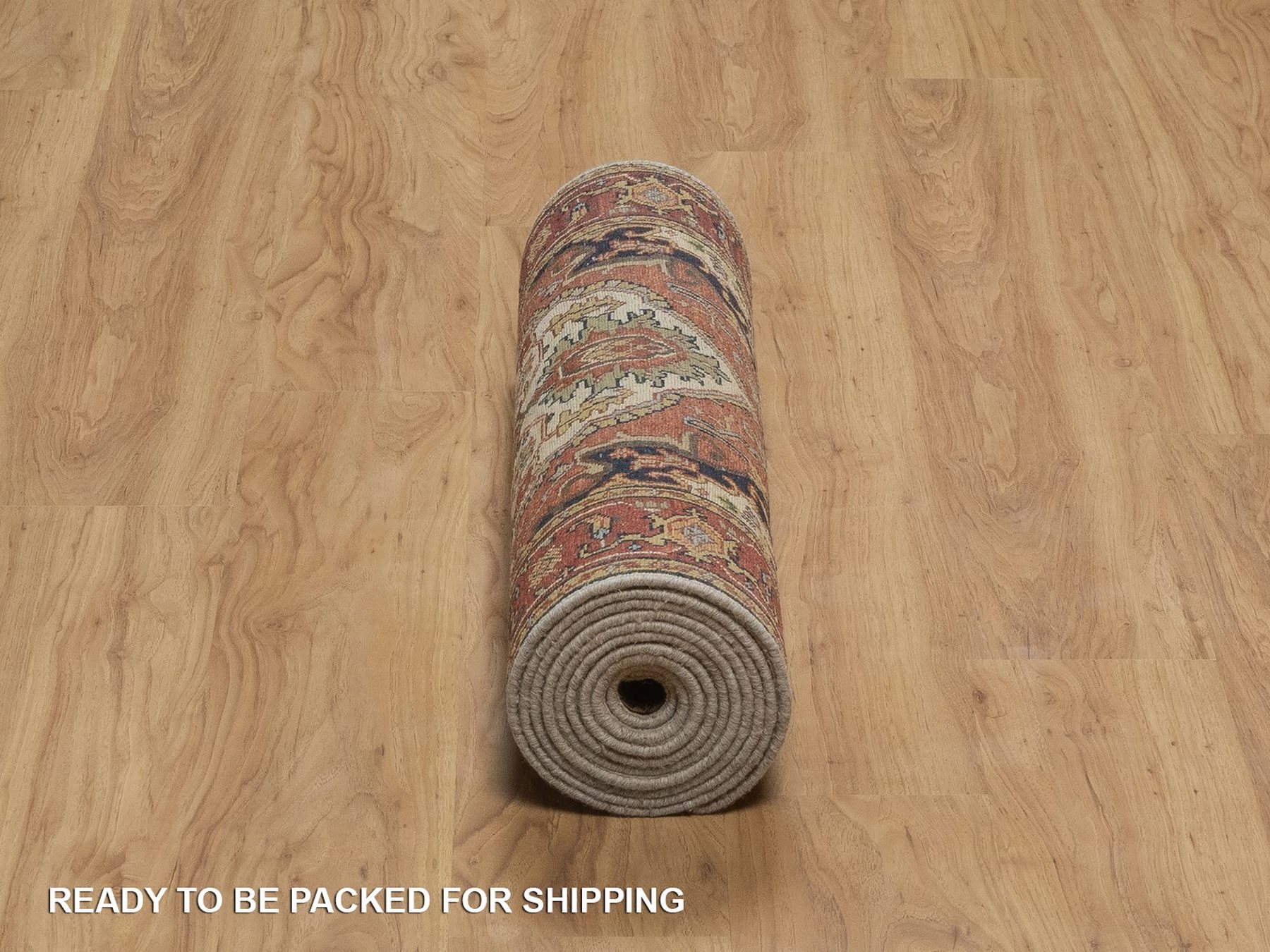 2'7"x12'1" Chiffon White, Antiqued Fine Heriz Re-Creation, Medallion Design, Denser Weave, Vegetable Dyes, Hand Spun New Zealand Wool, Hand Knotted, Runner, Oriental Rug HR92404 - Image 6