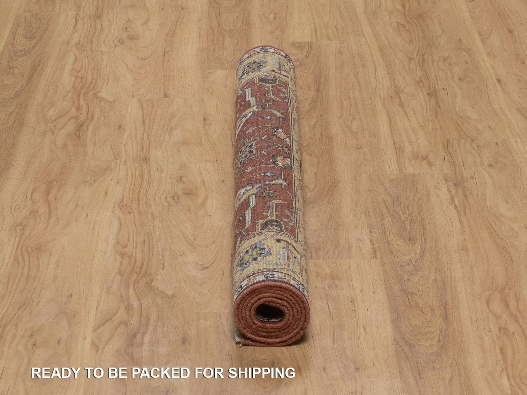 4'x6' Auburn Red, Antiqued Fine Heriz Re-Creation, All Over Design, Hand Spun New Zealand Wool, Hand Knotted, Denser Weave, Vegetable Dyes, Oriental Rug HR92414 - Image 6