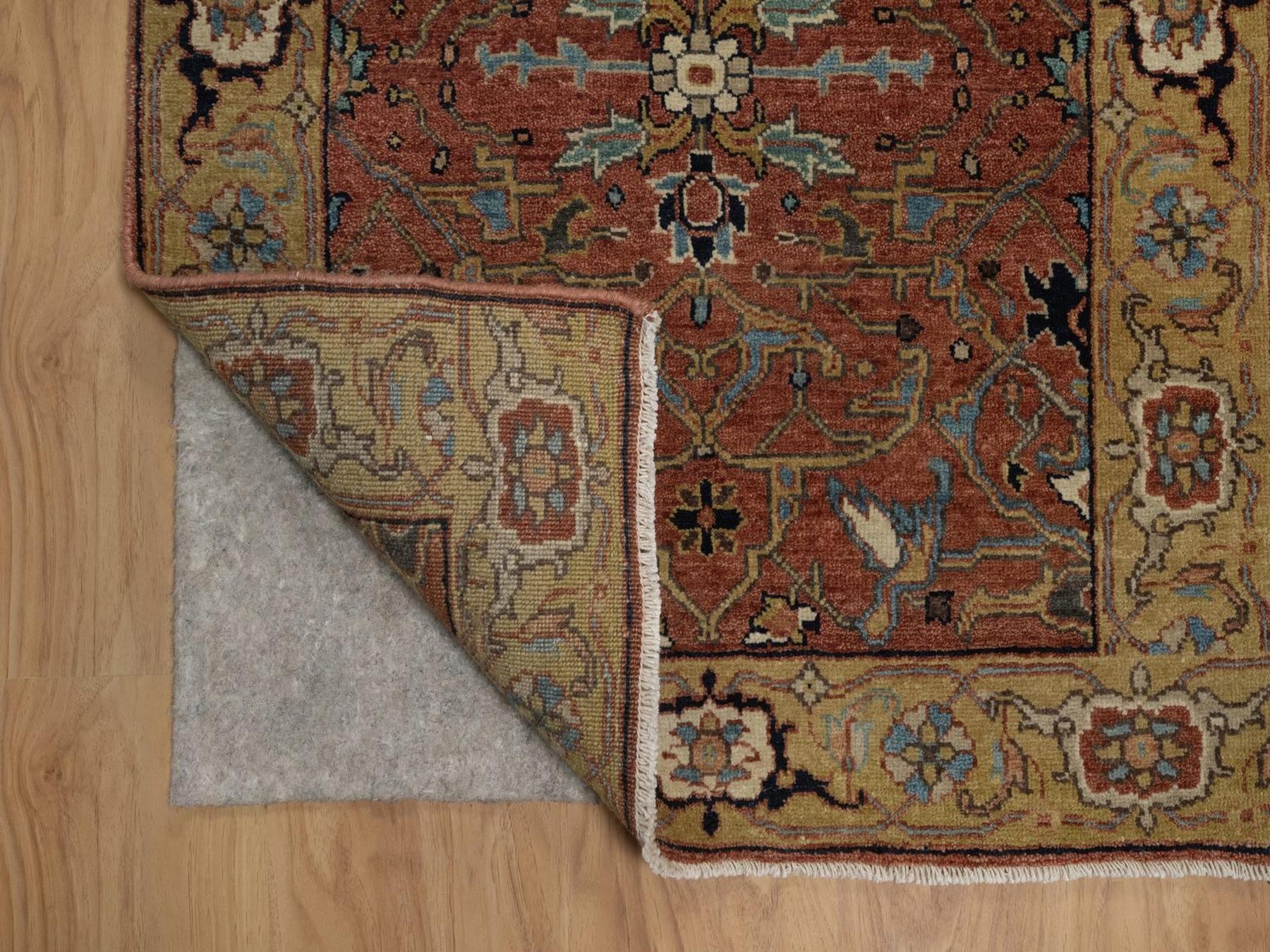 2'7"x12' Auburn Red, Hand Spun New Zealand Wool, Hand Knotted, Antiqued Fine Heriz Re-Creation,All Over Design, Denser Weave, Vegetable Dyes, Runner, Oriental Rug HR92417 - Image 3