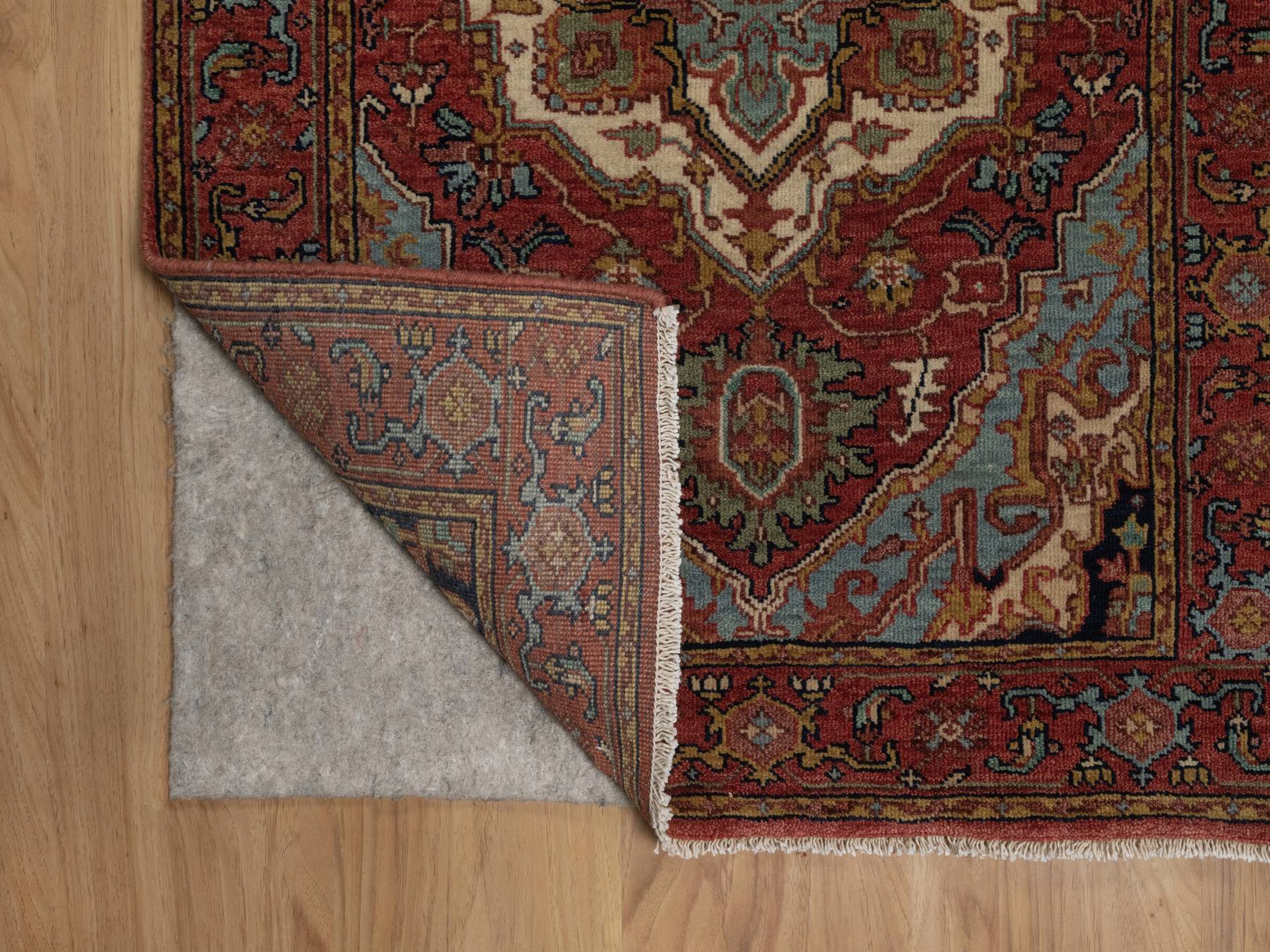 2'7"x21'7" Auburn Red, Antiqued Fine Heriz Re-Creation, Medallions Design, Hand Spun New Zealand Wool, Hand Knotted, Denser Weave, Vegetable Dyes, XL Runner, Oriental Rug HR92420 - Image 3
