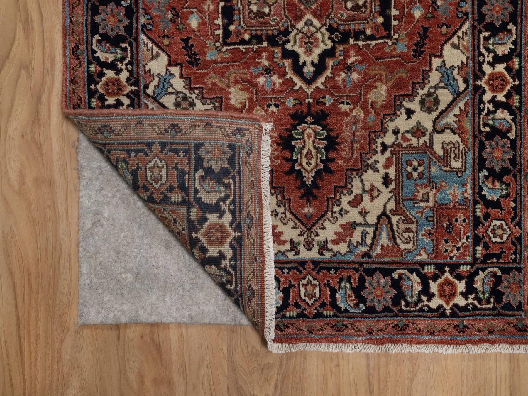 2'7"x26'1" Auburn Red, Antiqued Fine Heriz Re-Creation, Medallions Design, Denser Weave, Vegetable Dyes, Hand Spun New Zealand Wool, Hand Knotted, XL Runner, Oriental Rug HR92439 - Image 3