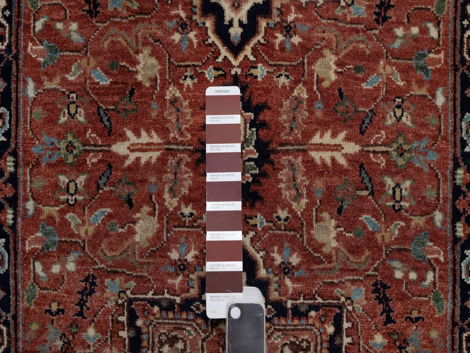 2'7"x26'1" Auburn Red, Antiqued Fine Heriz Re-Creation, Medallions Design, Denser Weave, Vegetable Dyes, Hand Spun New Zealand Wool, Hand Knotted, XL Runner, Oriental Rug HR92439 - Image 4
