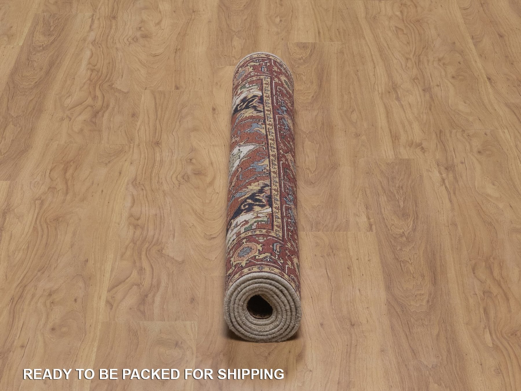4'1"x6'2" Chiffon White, Antiqued Fine Heriz Re-Creation with Medallion Design, Hand Spun New Zealand Wool, Denser Weave, Vegetable Dyes, Hand Knotted, Oriental Rug HR92446 - Image 6
