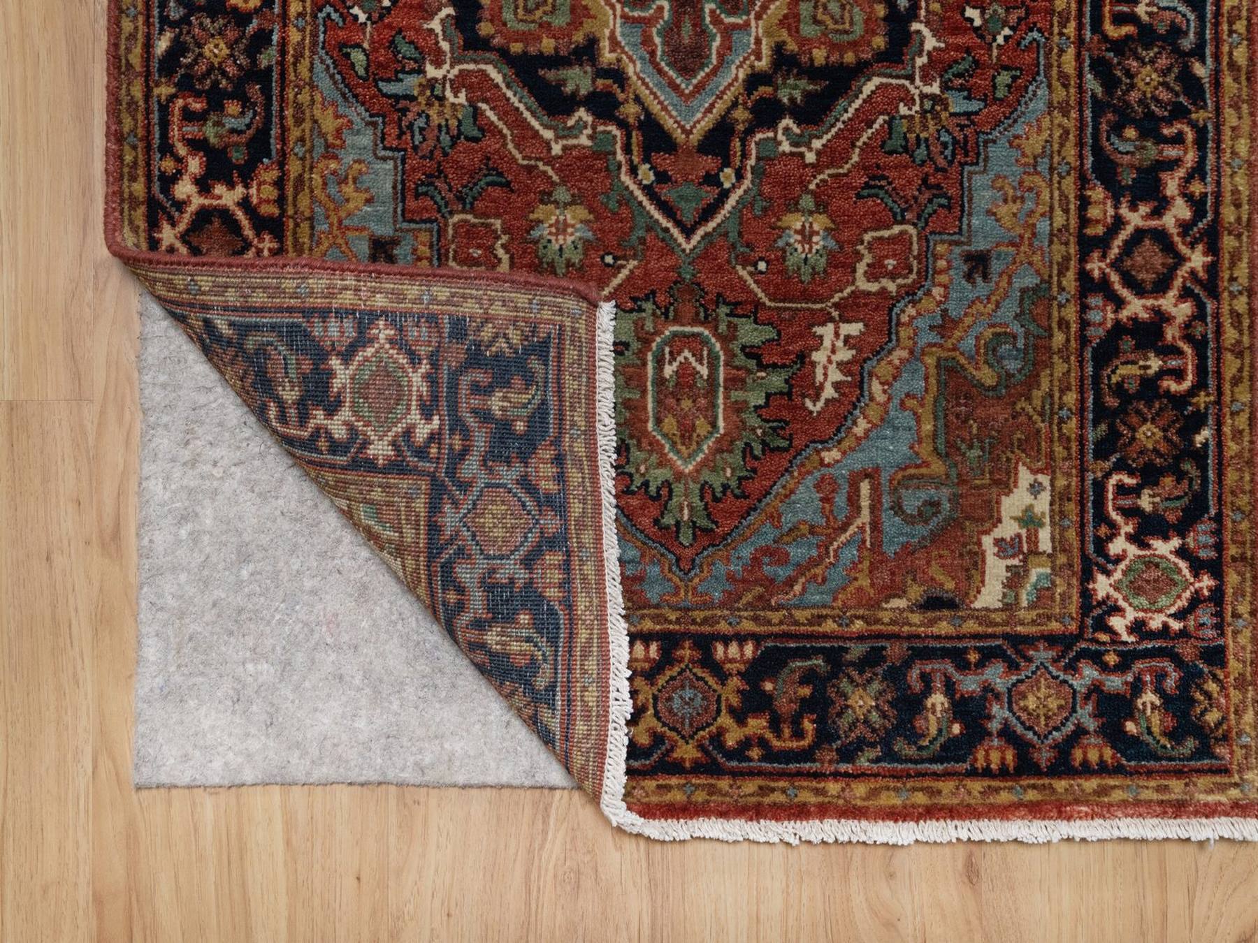 2'6"x16' Brick Red, Vegetable Dyes, Antiqued Fine Heriz Re-Creation, Medallions Design, Denser Weave, Hand Spun New Zealand Wool, Hand Knotted, Runner, Oriental Rug HR92451 - Image 3