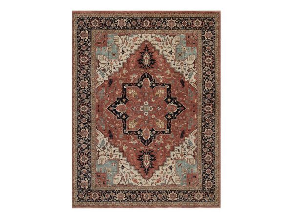 9'1"x12'1" Auburn Red, Hand Spun New Zealand Wool, Hand Knotted, Antiqued Fine Heriz Re-Creation with Geometric Medallion, Vegetable Dyes, Denser Weave, Oriental Rug HR92458