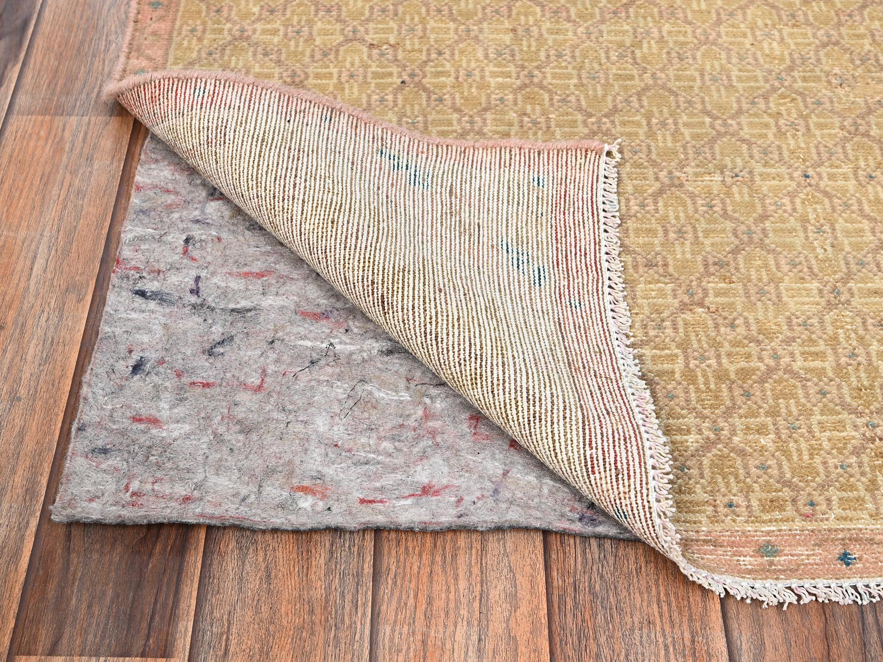 2'5"x9'3" Camel Hair, Vintage Persian Serab with Distinct Abrash, Hand Knotted, 100% Wool, Worn and Distressed, Sheared Low, Zero Pile, Sides and Ends Professionally Secured, Runner, Oriental Rug HR1679 - Image 3