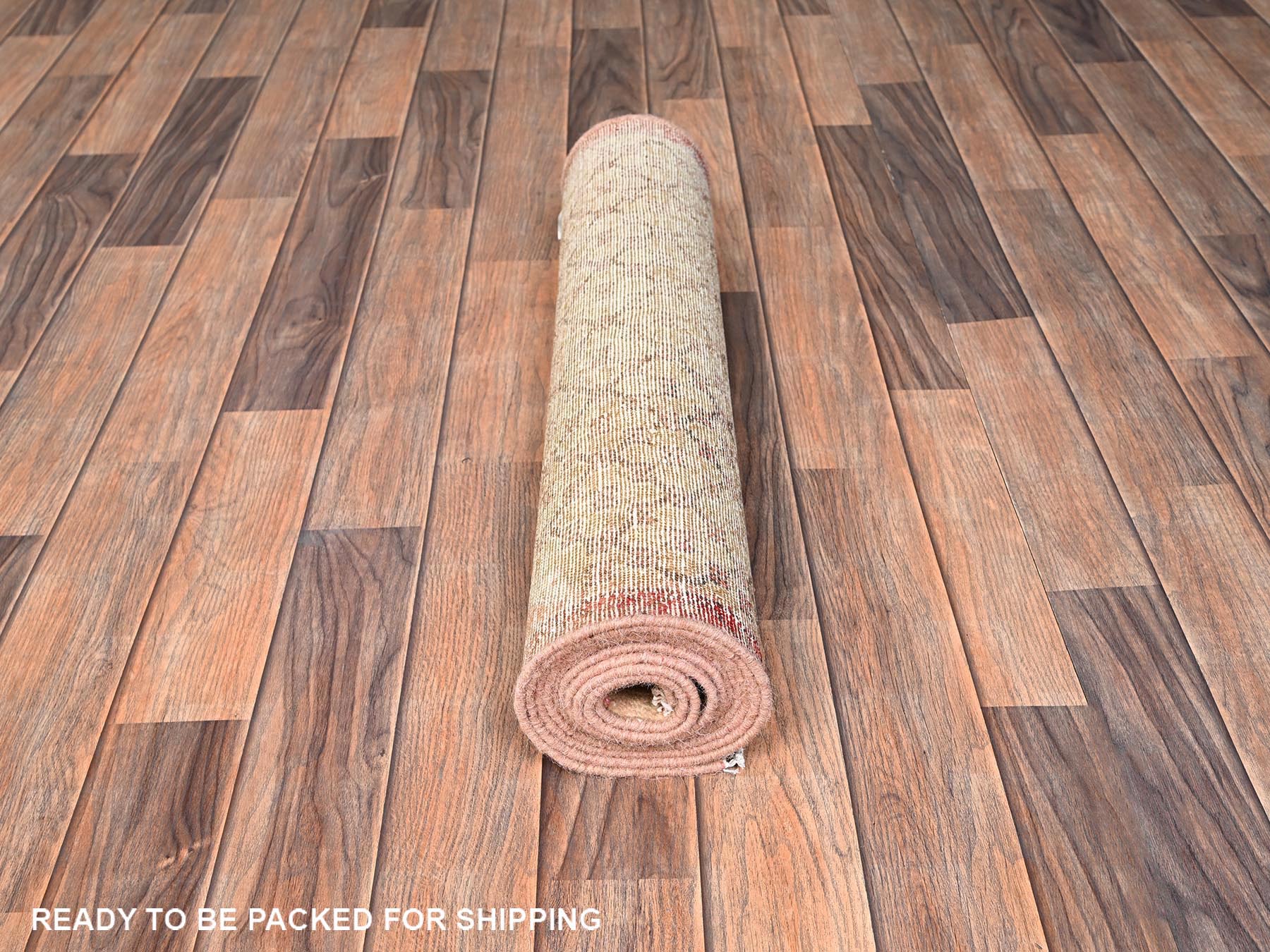 2'5"x9'3" Camel Hair, Vintage Persian Serab with Distinct Abrash, Hand Knotted, 100% Wool, Worn and Distressed, Sheared Low, Zero Pile, Sides and Ends Professionally Secured, Runner, Oriental Rug HR1679 - Image 5