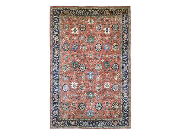 8'x12'1" Imperial Red, Aryana Grade, Northwest Persian with All Over Design, Vegetable Dyes, Soft Pile, Hand Knotted, High Mountain Wool, Densely Woven, Oriental Rug HR21131