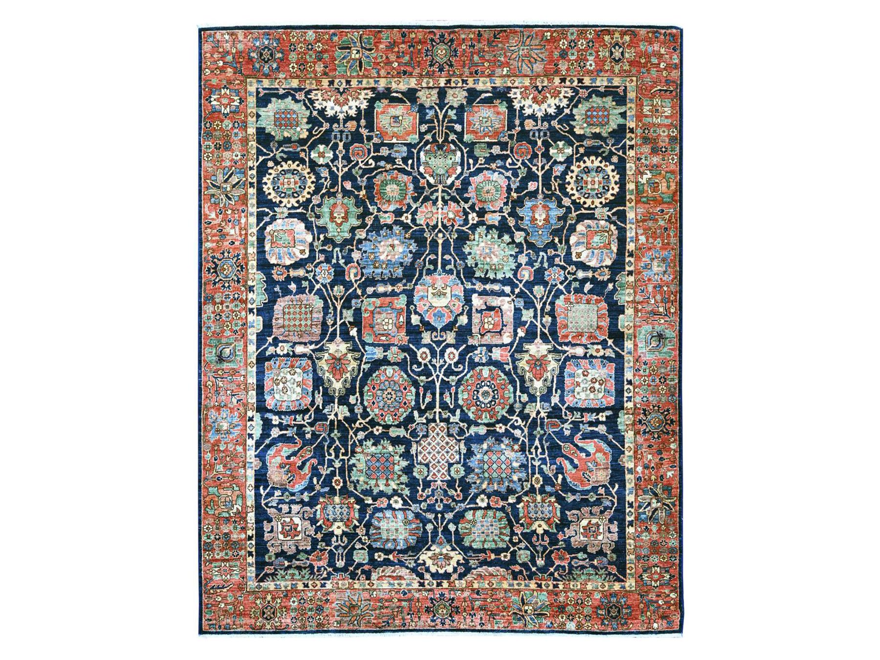 8'x10' Yale Blue, Aryana Grade, Northwest Persian with All Over Design, Vegetable Dyes, High Mountain Wool, Hand Knotted, Densely Woven, Oriental Rug HR21134