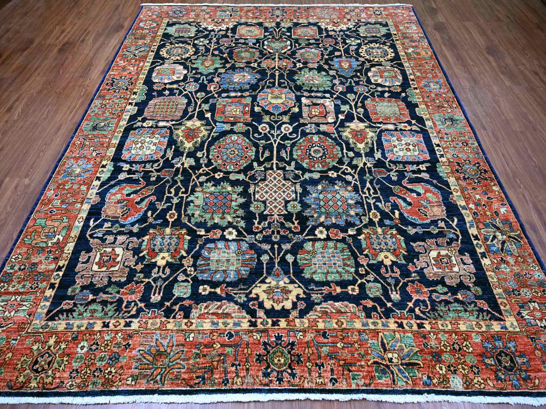 8'x10' Yale Blue, Aryana Grade, Northwest Persian with All Over Design, Vegetable Dyes, High Mountain Wool, Hand Knotted, Densely Woven, Oriental Rug HR21134 - Image 2