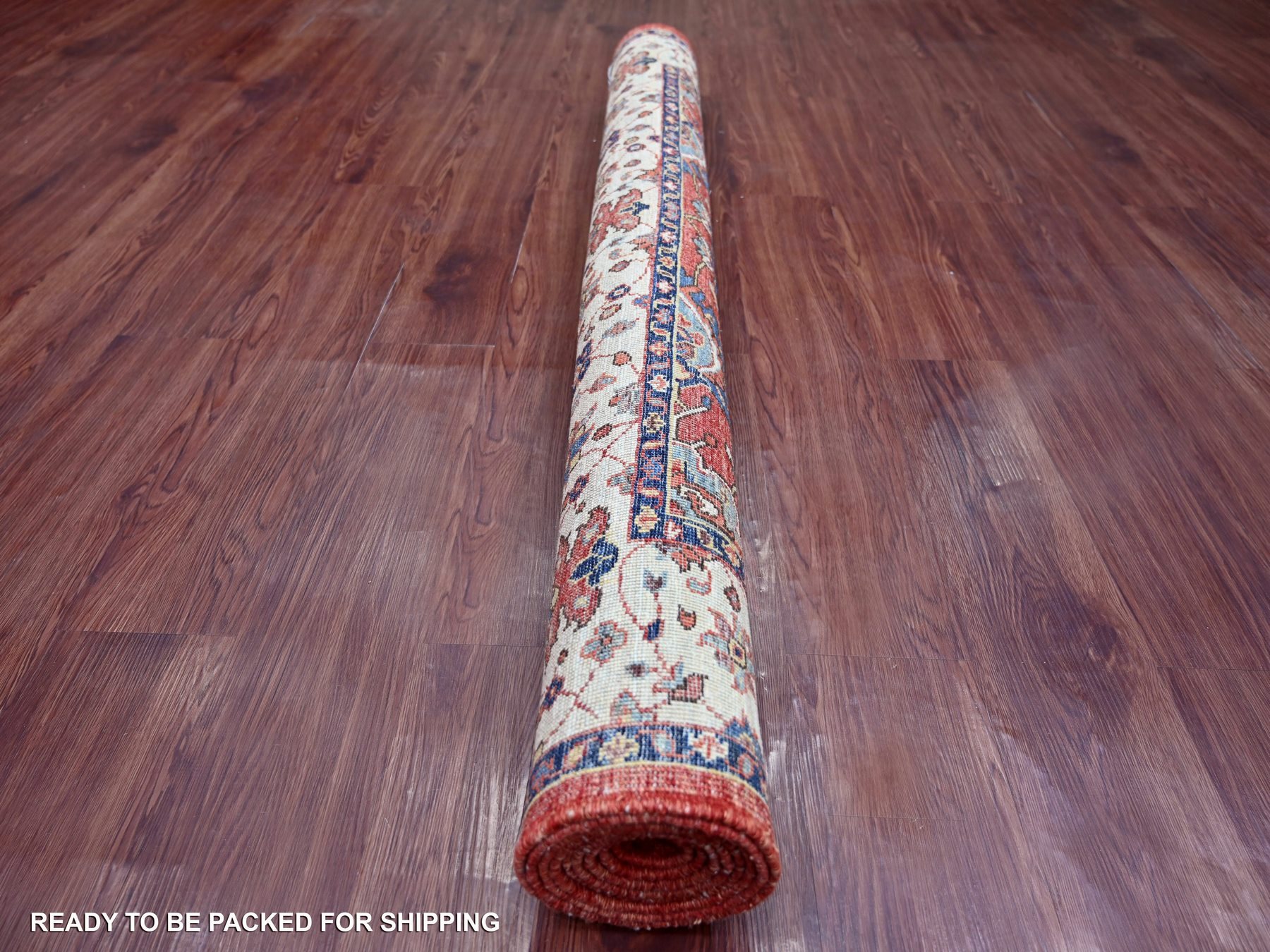 5'x8'2" Prismatic Red, Aryana Grade, Sickle Leaf Design, Vegetable Dyes, Pure Wool, Hand Knotted, Soft Pile, Densely Woven, Oriental Rug HR21147 - Image 4