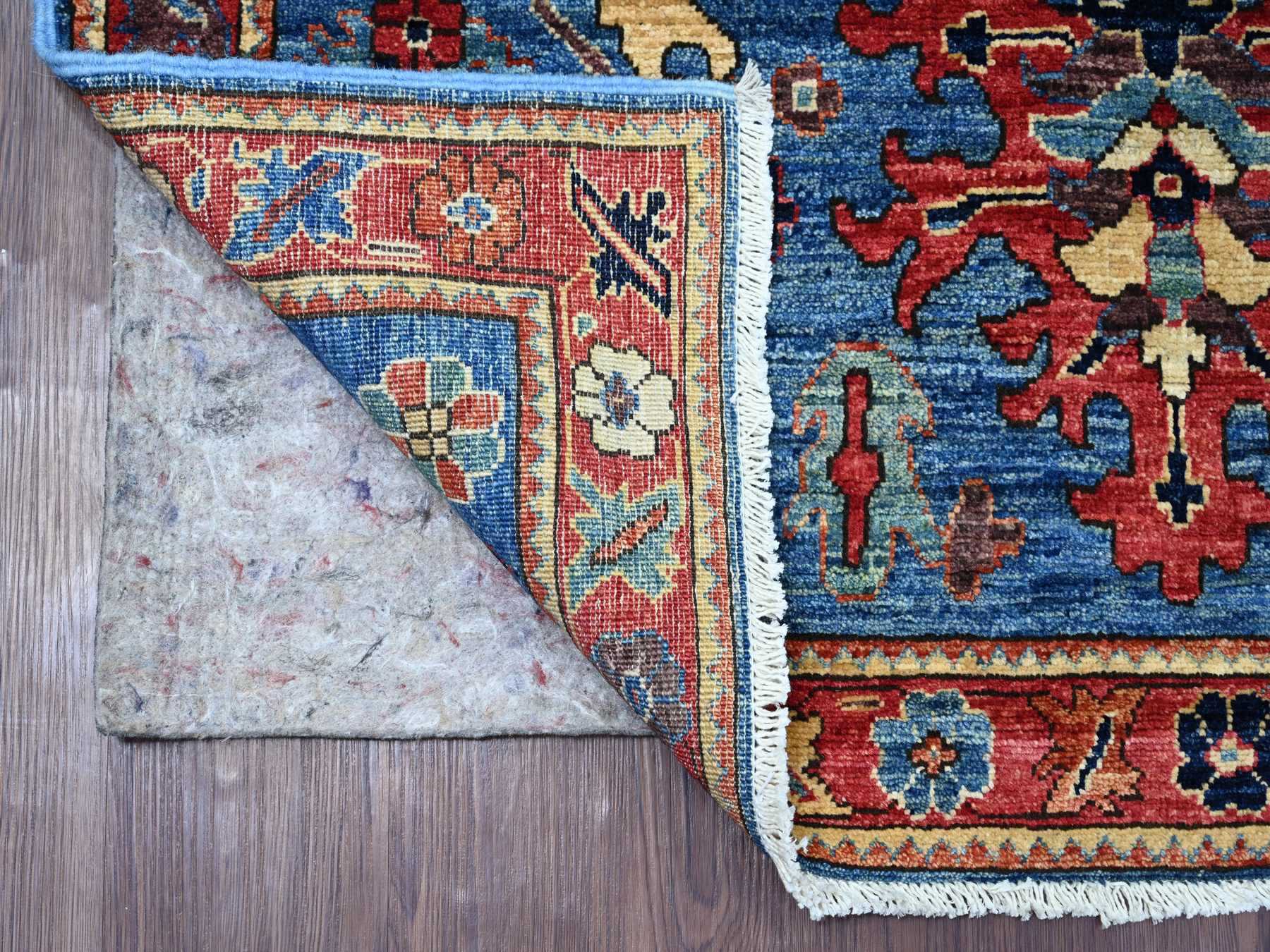 4'x10' Bayern Blue, Heriz All Over Design, Aryana Collection, Vegetable Dyes, Hand Knotted, Soft Pile, High Mountain Wool, Densely Woven, Wide Runner, Oriental Rug HR21153 - Image 2
