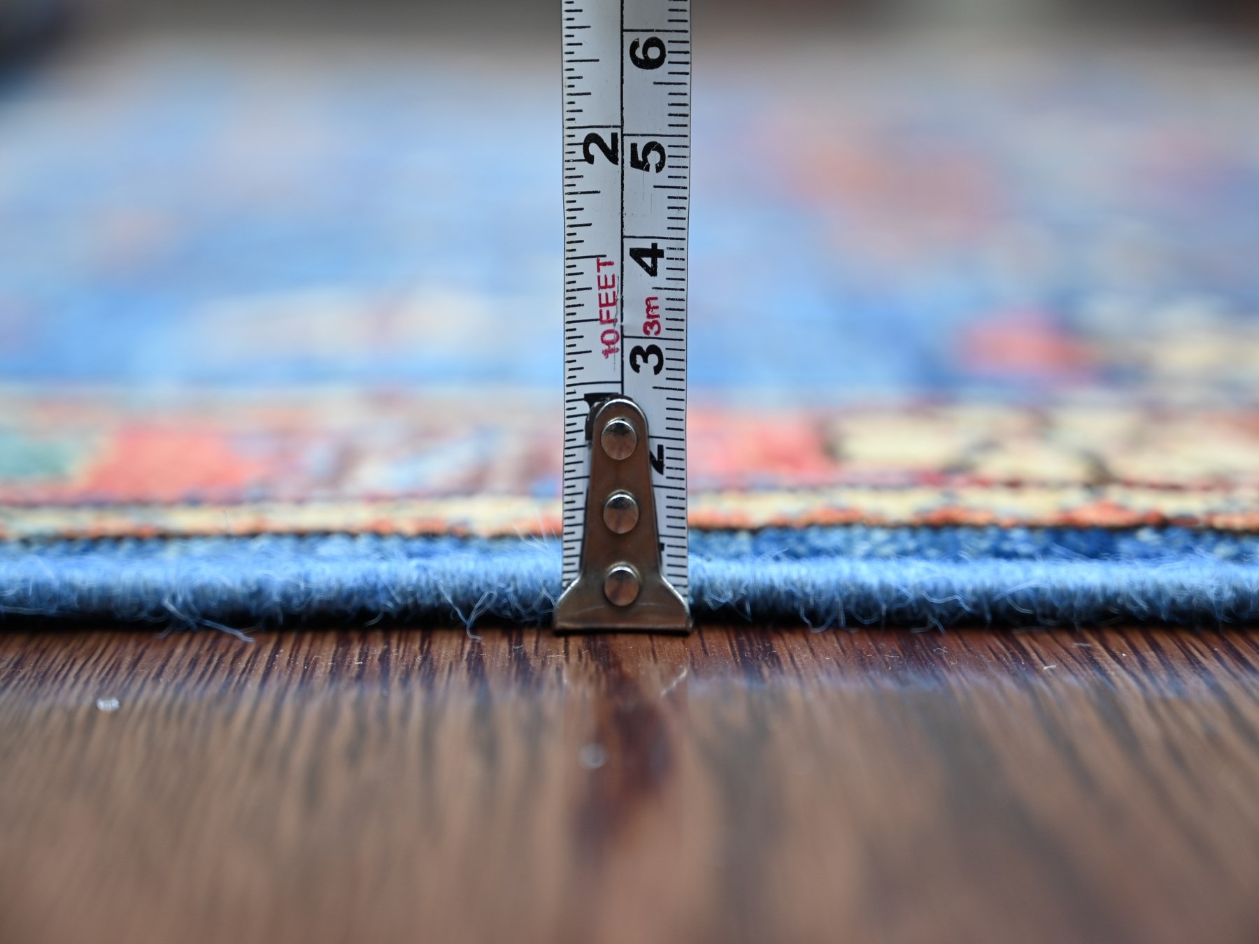 4'x10' Bayern Blue, Heriz All Over Design, Aryana Collection, Vegetable Dyes, Hand Knotted, Soft Pile, High Mountain Wool, Densely Woven, Wide Runner, Oriental Rug HR21153 - Image 5