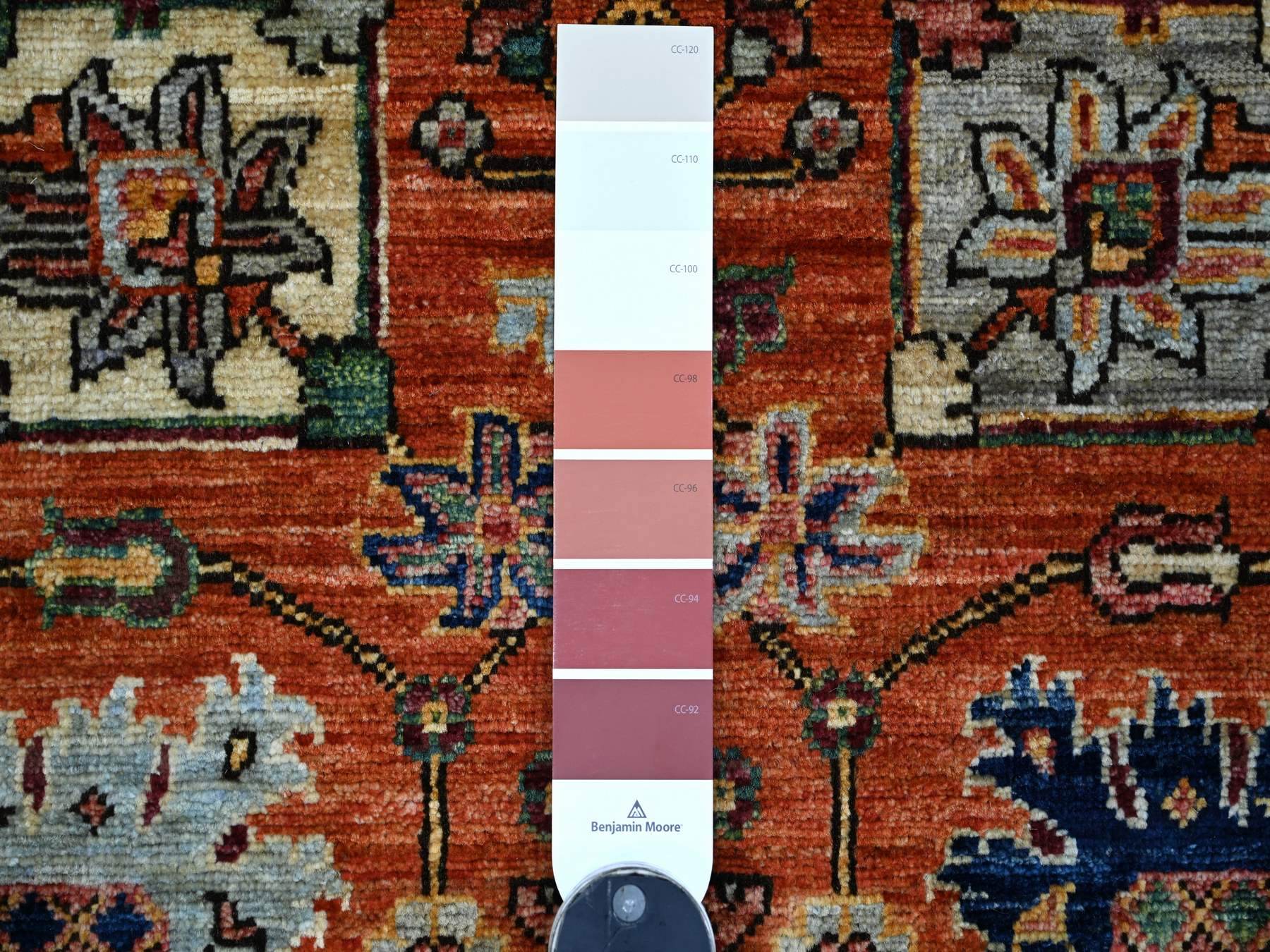 2'8"x15'9" Rust Red, Northwest Persian All Over Design, Aryana Grade, Vegetable Dyes, Soft Pile, High Mountain Wool, Hand Knotted, Densely Woven, XL Runner, Oriental Rug HR21155 - Image 3