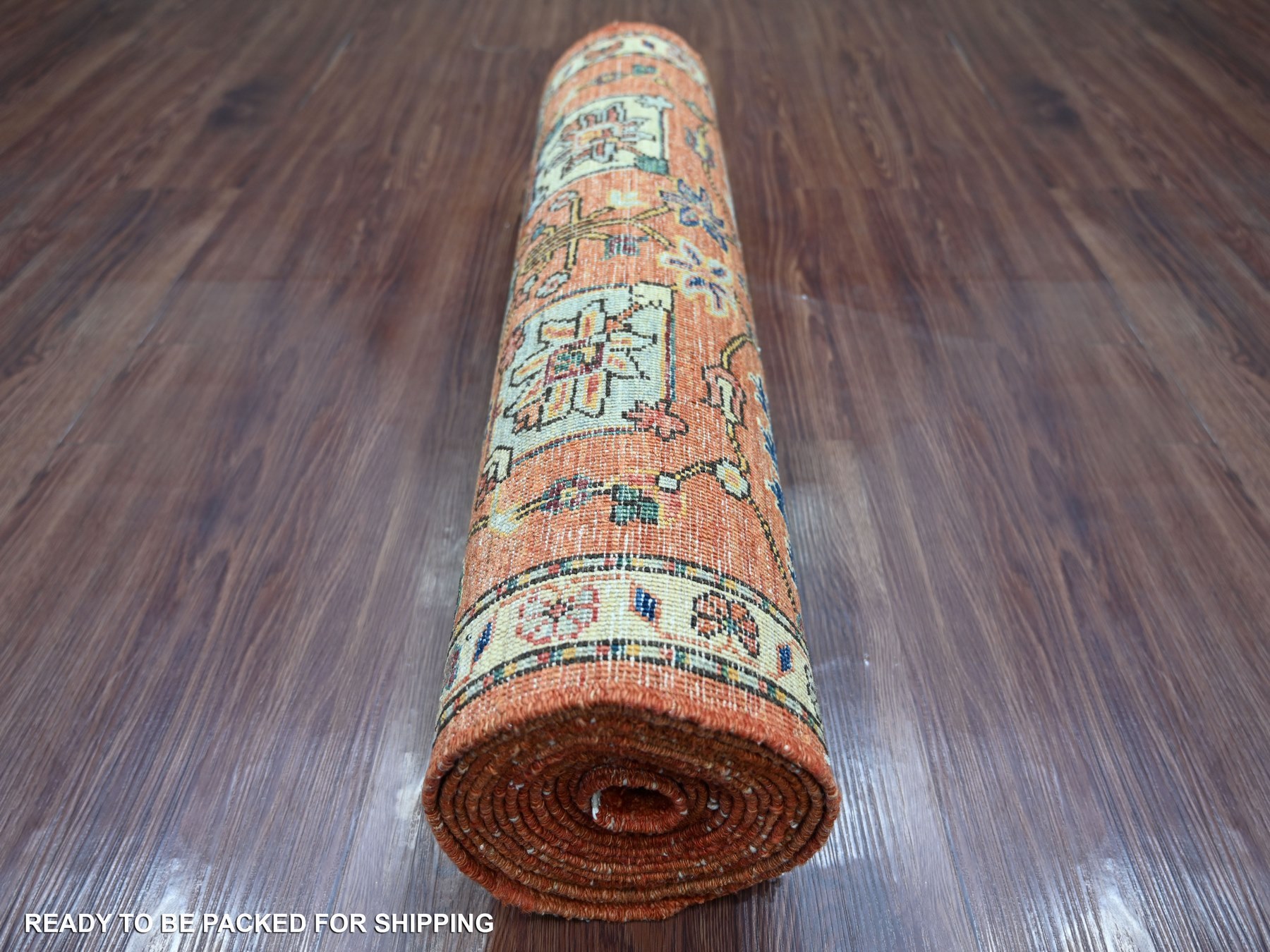 2'8"x15'9" Rust Red, Northwest Persian All Over Design, Aryana Grade, Vegetable Dyes, Soft Pile, High Mountain Wool, Hand Knotted, Densely Woven, XL Runner, Oriental Rug HR21155 - Image 4