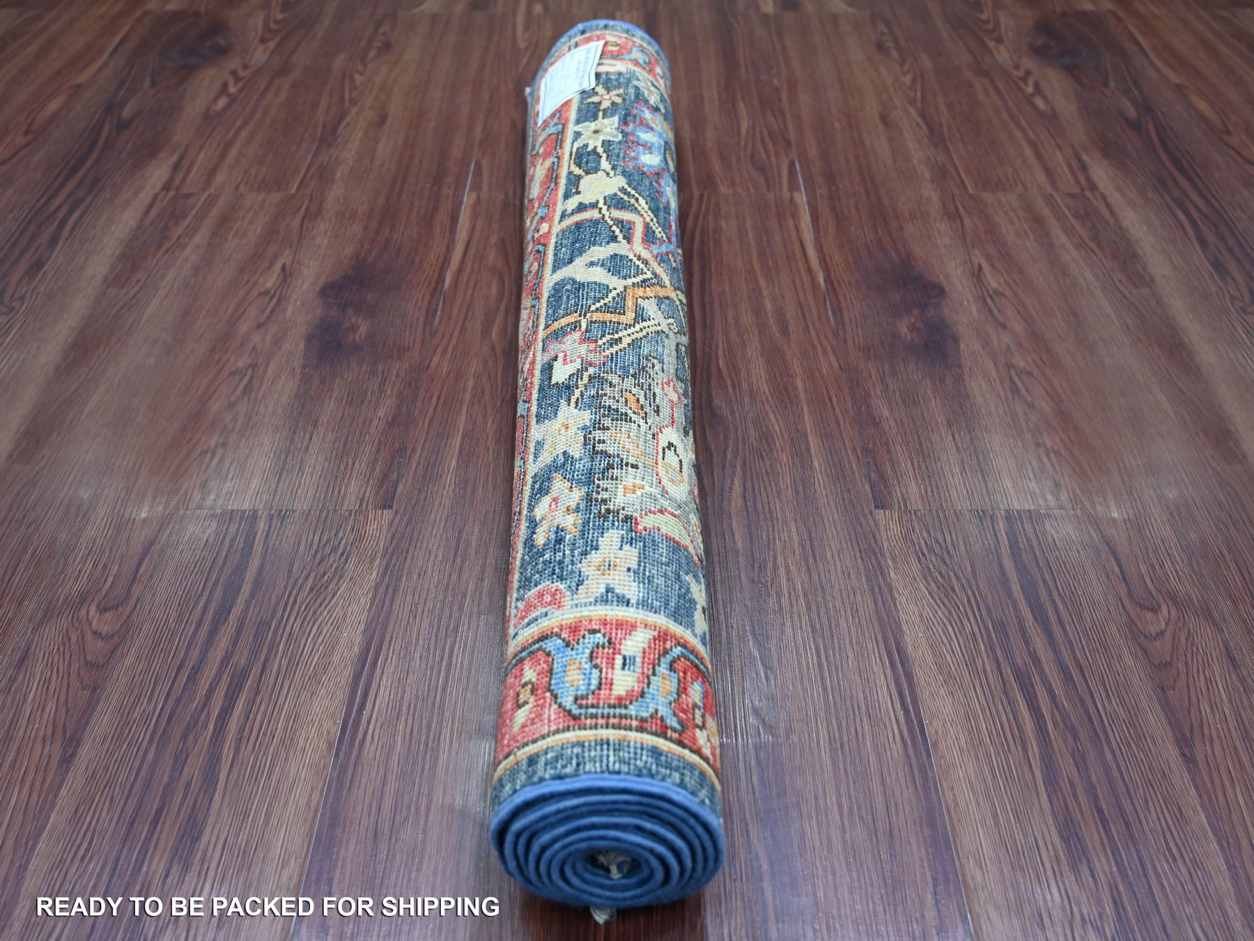 3'x6' Aegean Blue, Aryana Collection, Peshawar with Bijar Garus Design, High Mountain Wool, Hand Knotted, Vegetable Dyes, Densely Woven, Runner, Oriental Rug HR21156 - Image 4