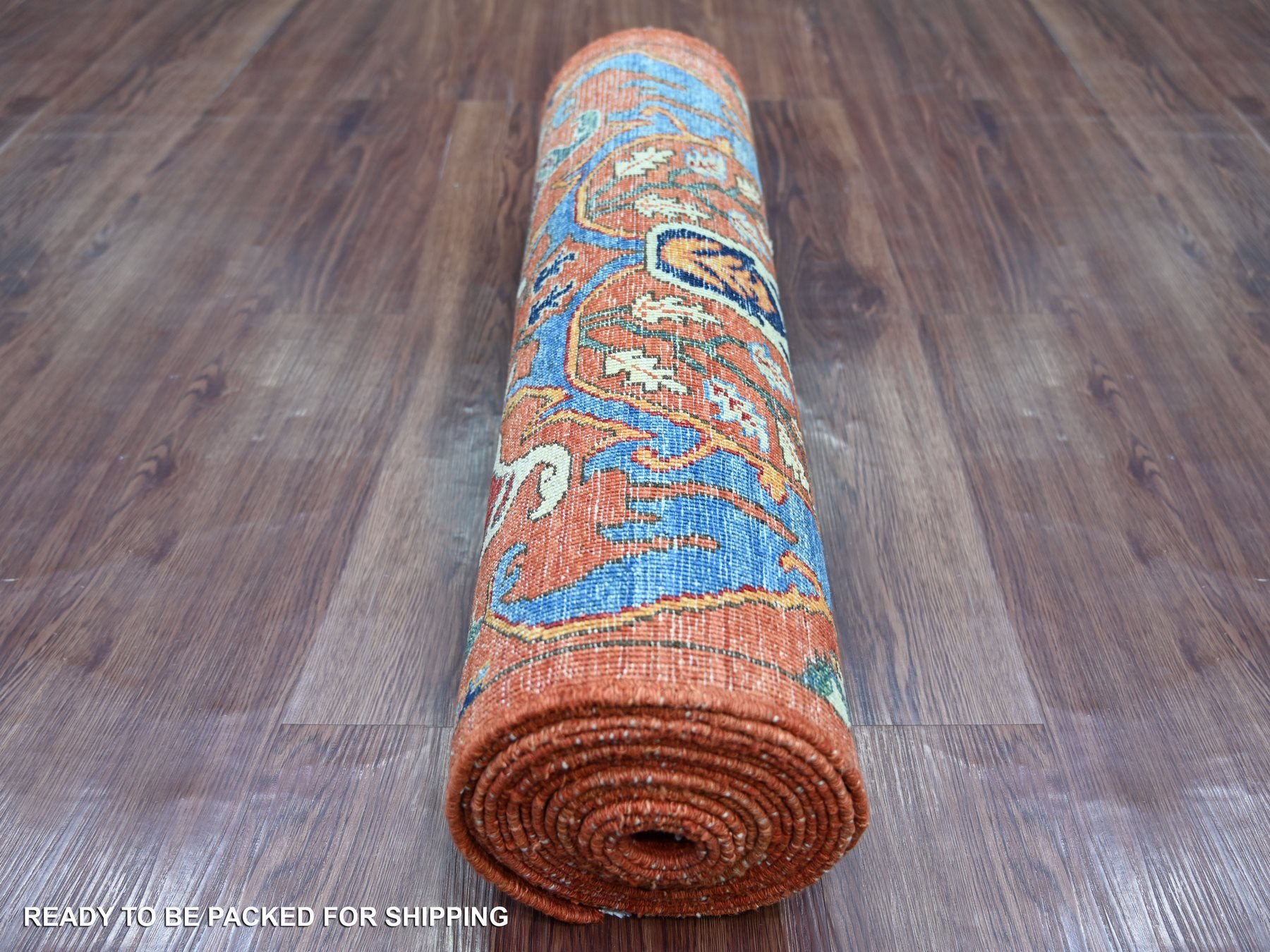 2'7"x17'2" Rust Orange, Aryana Grade, Bijar Garus Design, High Mountain Wool, Hand Knotted, Vegetable Dyes, Soft Pile, Densely Woven, XL Runner, Oriental Rug HR21184 - Image 4