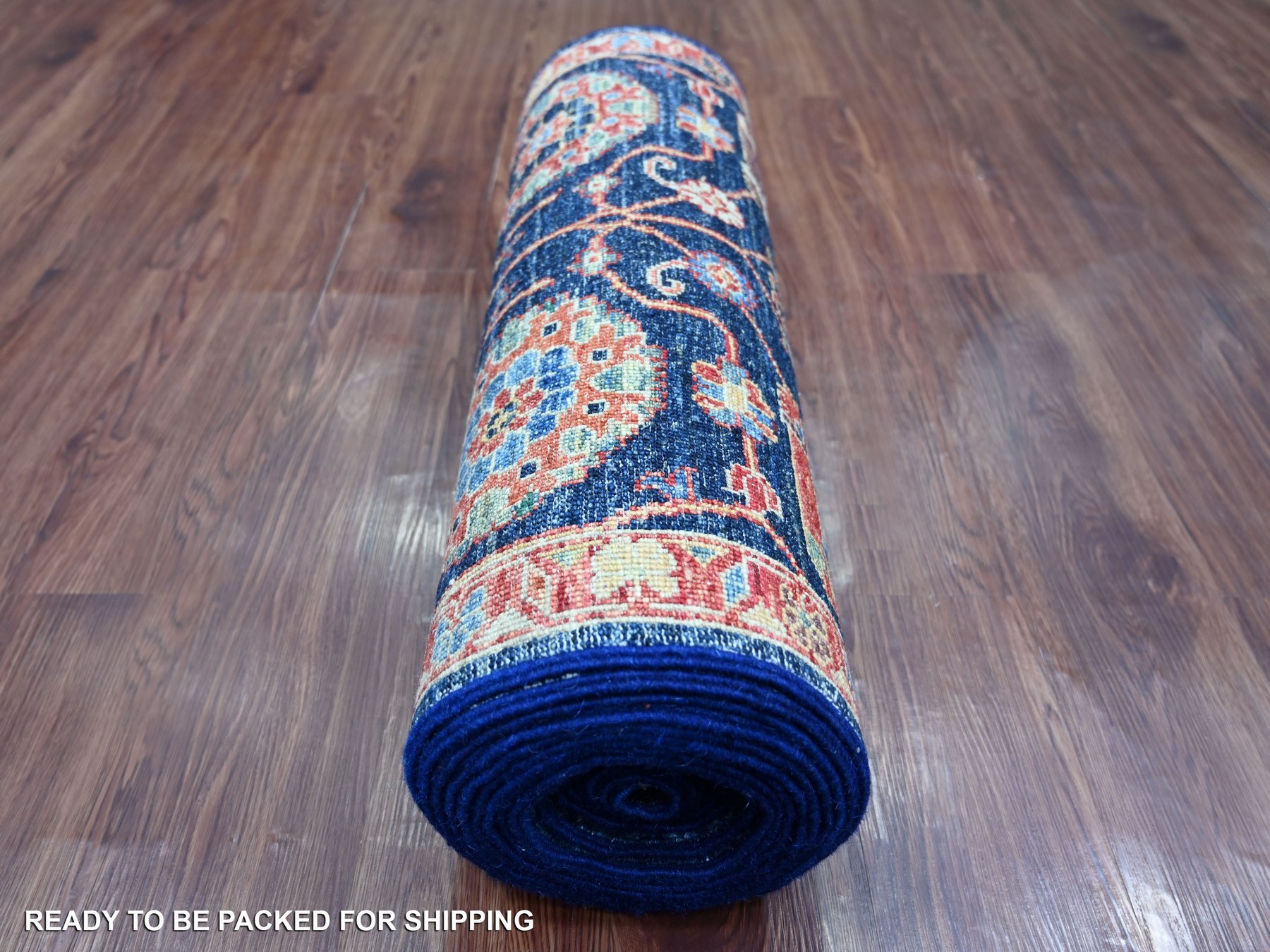 2'7"x21'8" Yale Blue, Aryana Grade, Northwest Persian with All Over Design, Vegetable Dyes, High Mountain Wool, Hand Knotted, Densely Woven, XL Runner, Oriental Rug HR21185 - Image 4