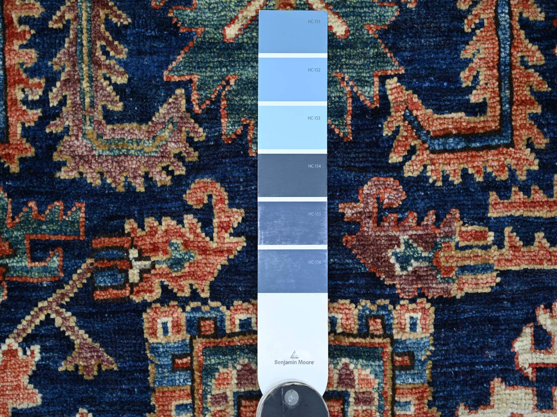 3'x15'7" Yale Blue, Northwest Persian with Serrated Gul Motif, Hand Knotted, Aryana Collection, Vegetable Dyes, Soft Pile, High Mountain Wool, Densely Woven, XL Runner, Oriental Rug HR21188 - Image 3