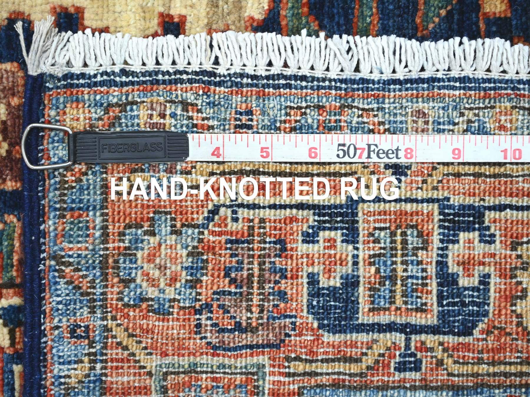 3'x15'7" Yale Blue, Northwest Persian with Serrated Gul Motif, Hand Knotted, Aryana Collection, Vegetable Dyes, Soft Pile, High Mountain Wool, Densely Woven, XL Runner, Oriental Rug HR21188 - Image 6