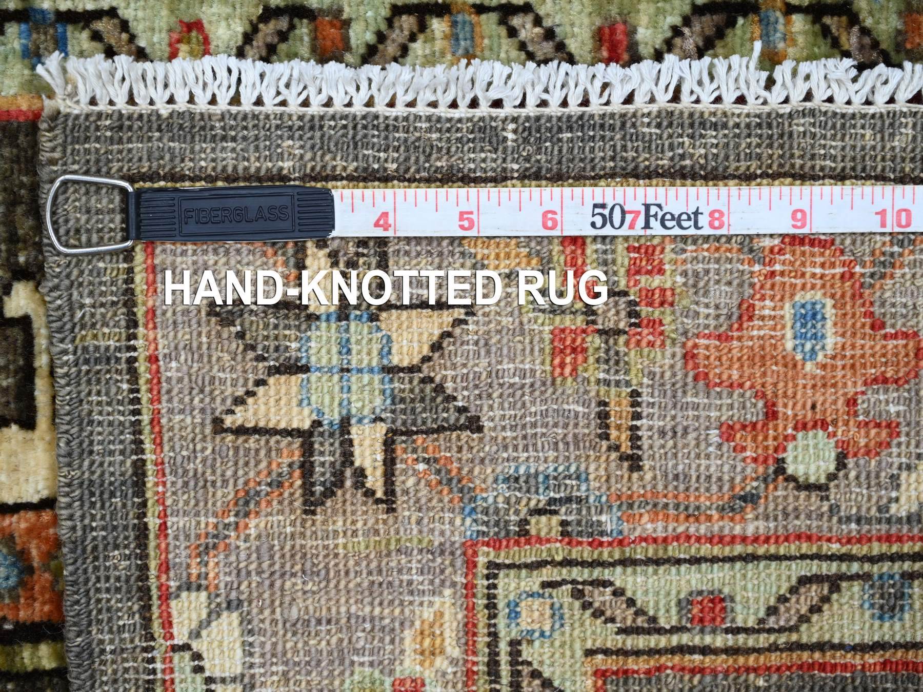 2'7"x15'7" Mocha Brown, Aryana Grade, Peshawar with Karajeh Design, Vegetable Dyes, High Mountain Wool, Hand Knotted, XL Runner, Oriental Rug HR21211 - Image 6