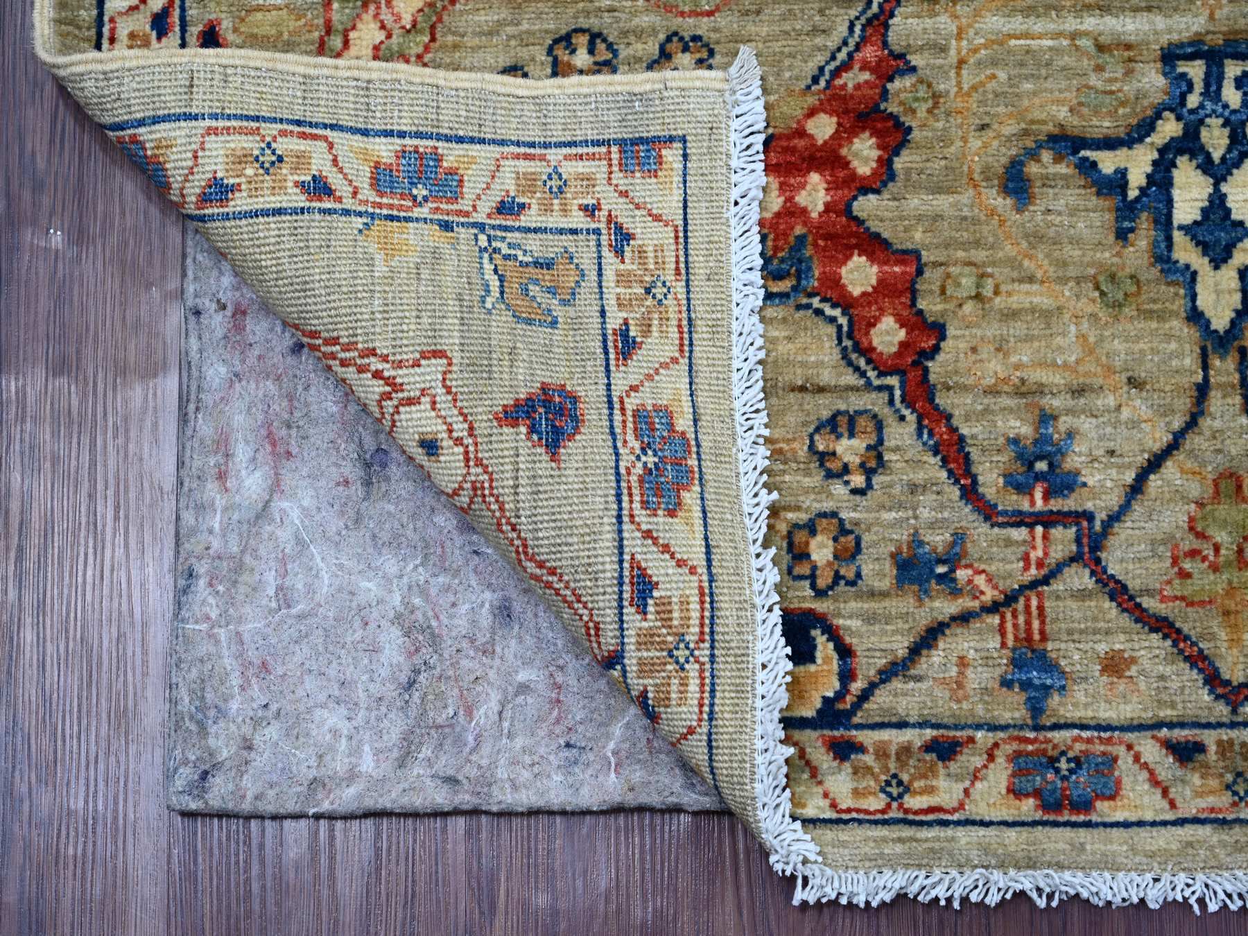 4'1"x6' Stone Gray, Hand Knotted, Peshawar with Bijar Garus Design, Aryana Collection, Vegetable Dyes, High Mountain Wool, Densely Woven, Oriental Rug HR21232 - Image 2