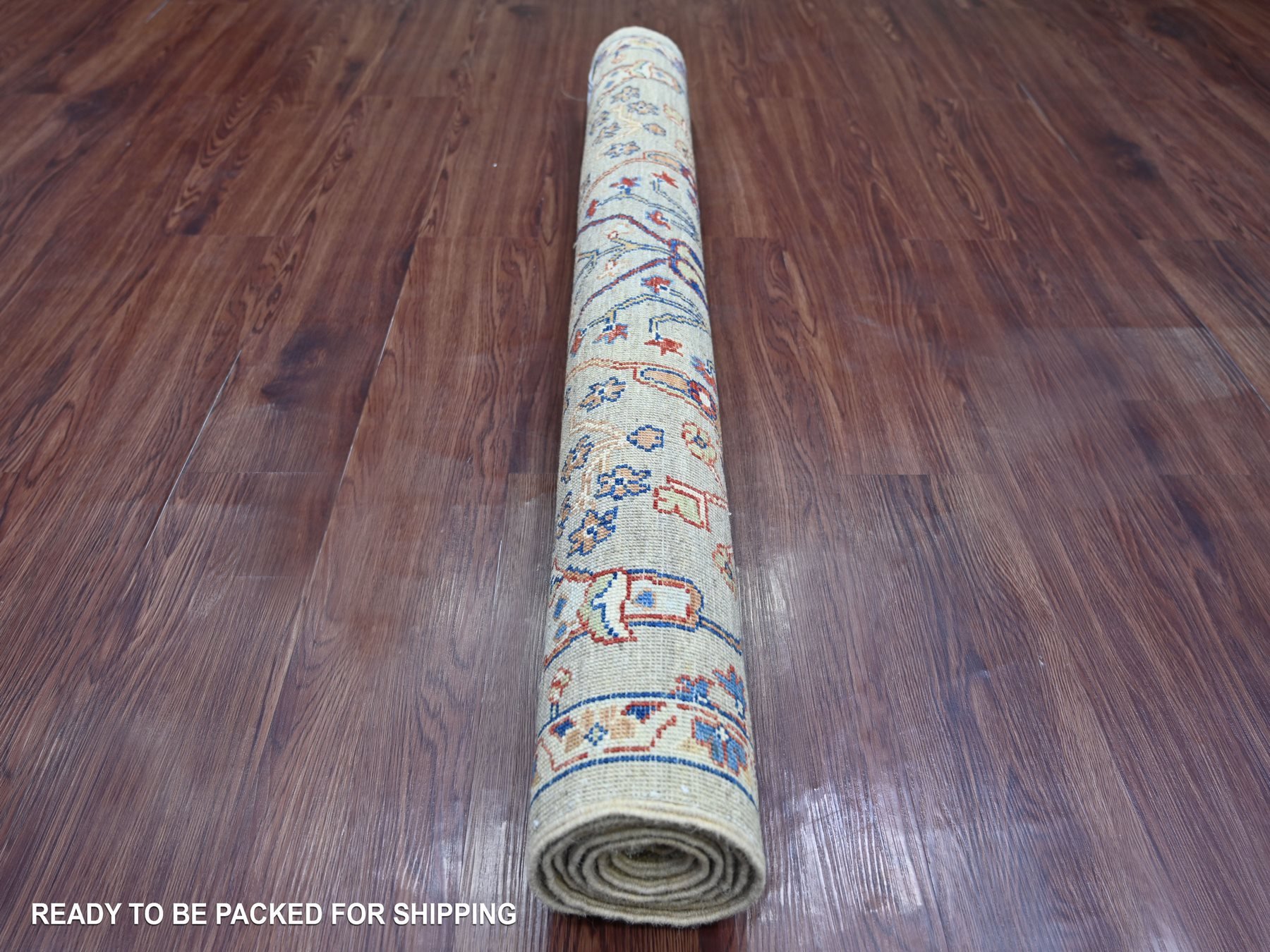 4'1"x6' Stone Gray, Hand Knotted, Peshawar with Bijar Garus Design, Aryana Collection, Vegetable Dyes, High Mountain Wool, Densely Woven, Oriental Rug HR21232 - Image 4