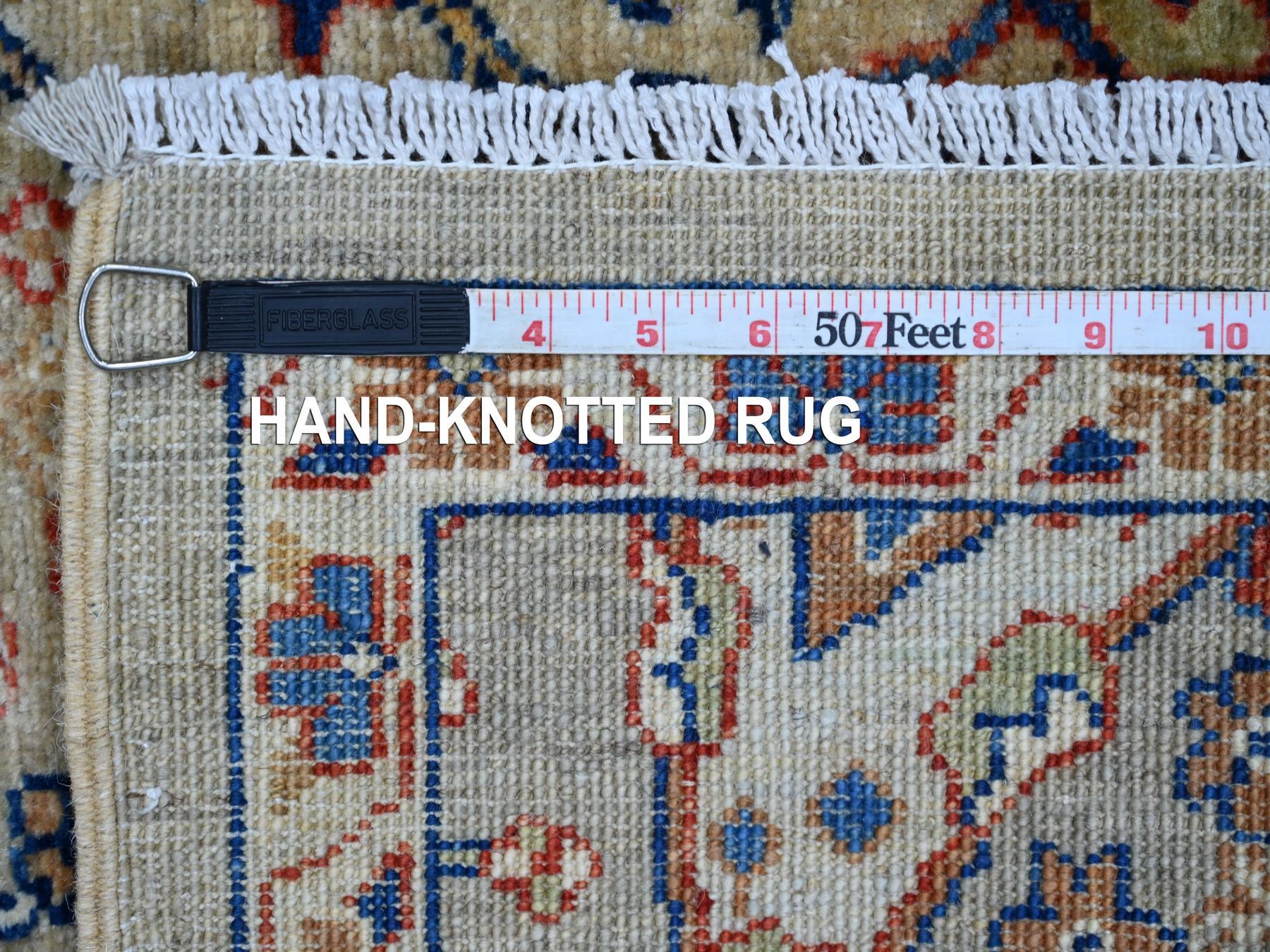 4'1"x6' Stone Gray, Hand Knotted, Peshawar with Bijar Garus Design, Aryana Collection, Vegetable Dyes, High Mountain Wool, Densely Woven, Oriental Rug HR21232 - Image 6