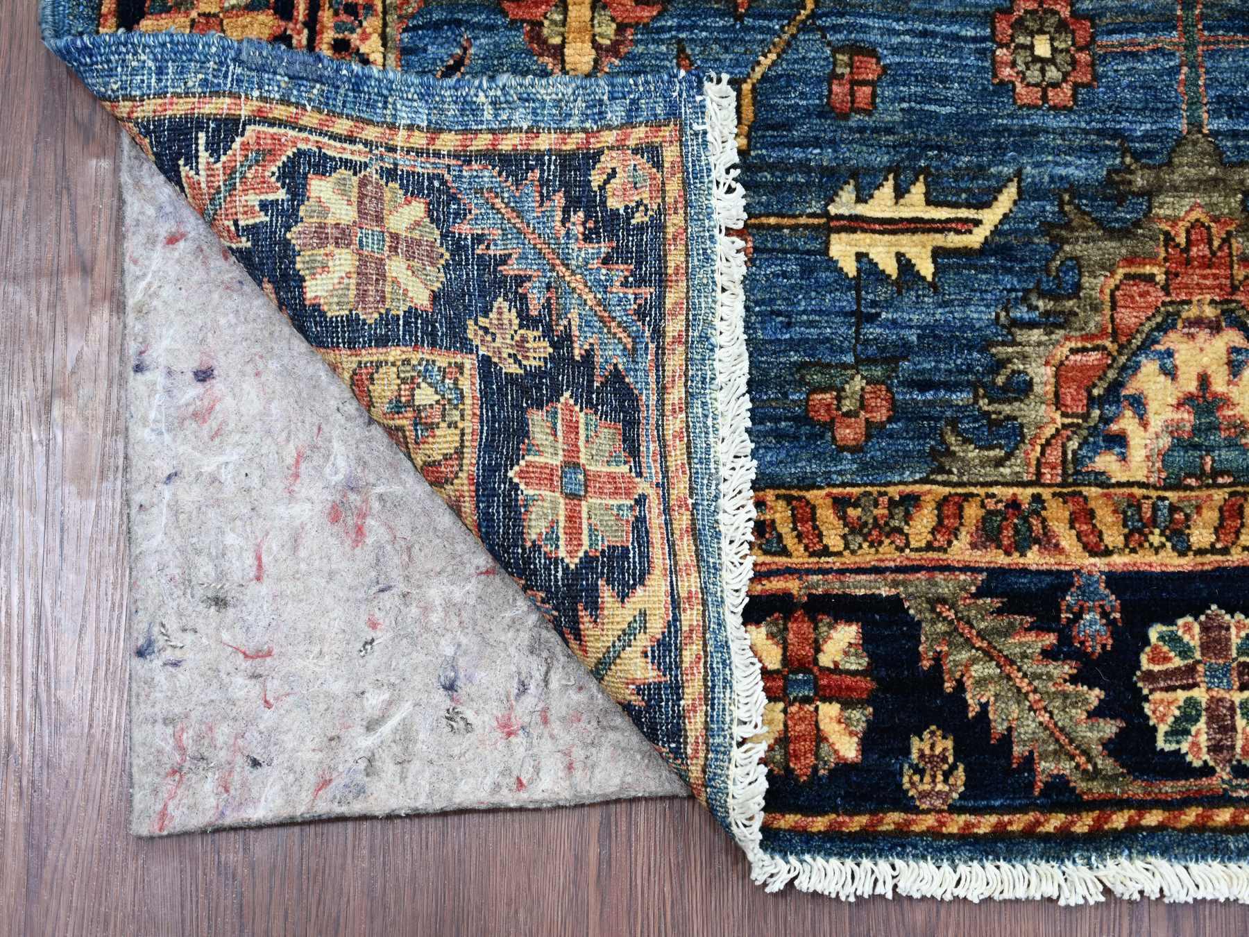 4'3"x12'4" Imperial Blue, Heriz All Over Design, Hand Knotted, Aryana Collection, Vegetable Dyes, High Mountain Wool, Soft Pile, Densely Woven, Wide Runner, Oriental Rug HR21236 - Image 2