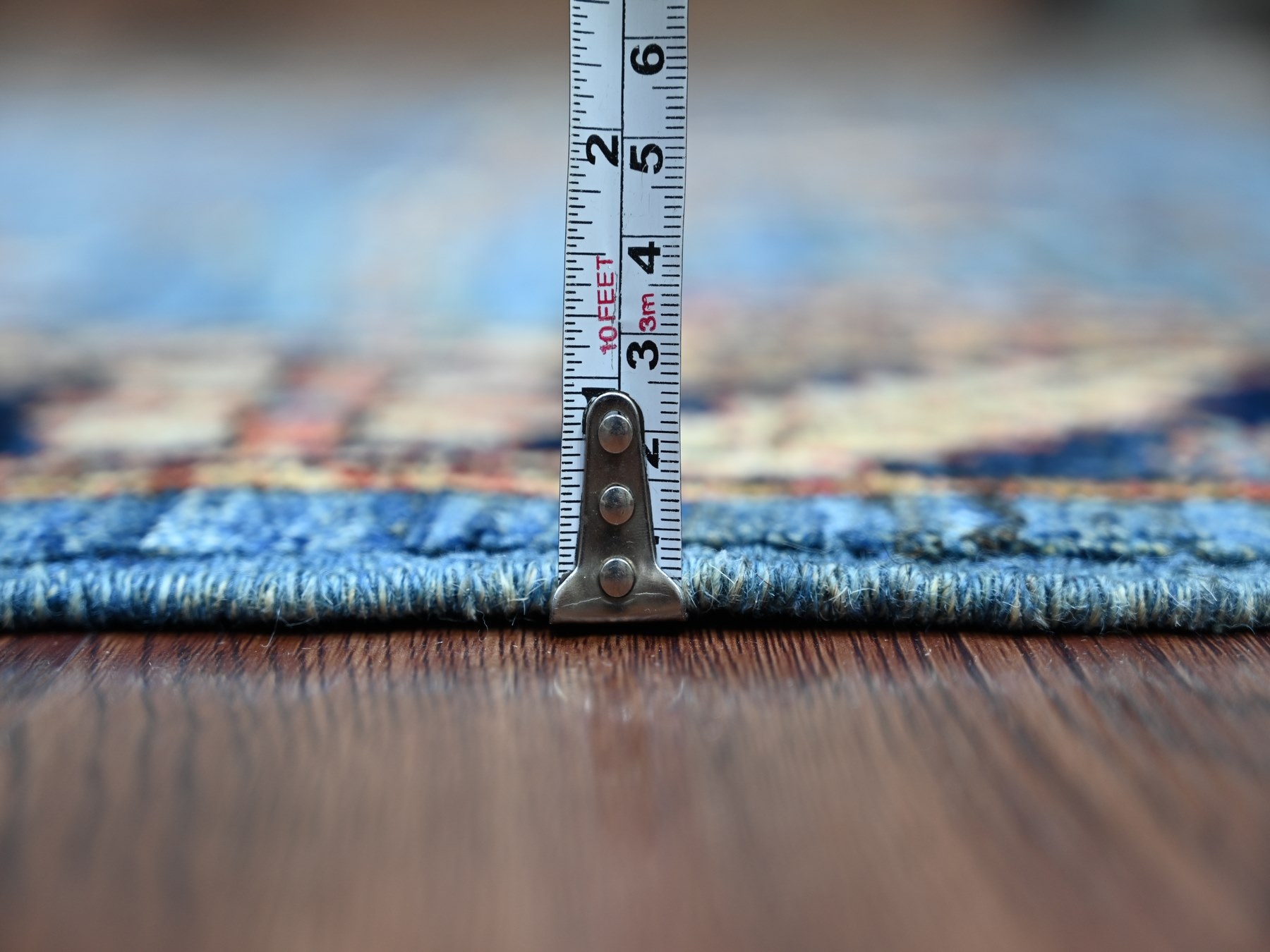 4'3"x12'4" Imperial Blue, Heriz All Over Design, Hand Knotted, Aryana Collection, Vegetable Dyes, High Mountain Wool, Soft Pile, Densely Woven, Wide Runner, Oriental Rug HR21236 - Image 5