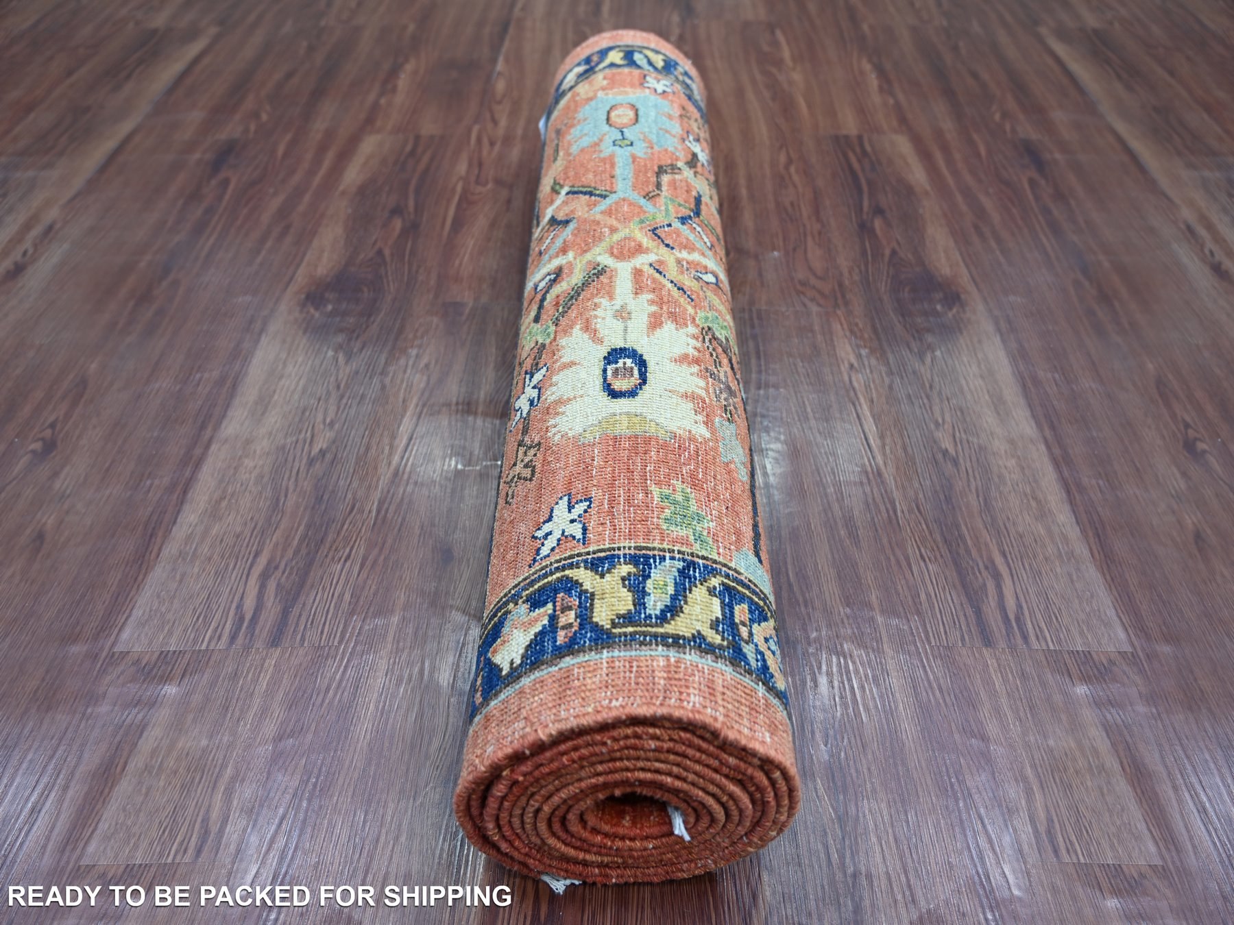 3'2"x11'6" Coral Red, Peshawar with Bijar Garus Design, Aryana Collection, Hand Knotted, Vegetable Dyes, High Mountain Wool, Densely Woven, Runner, Oriental Rug HR21268 - Image 4