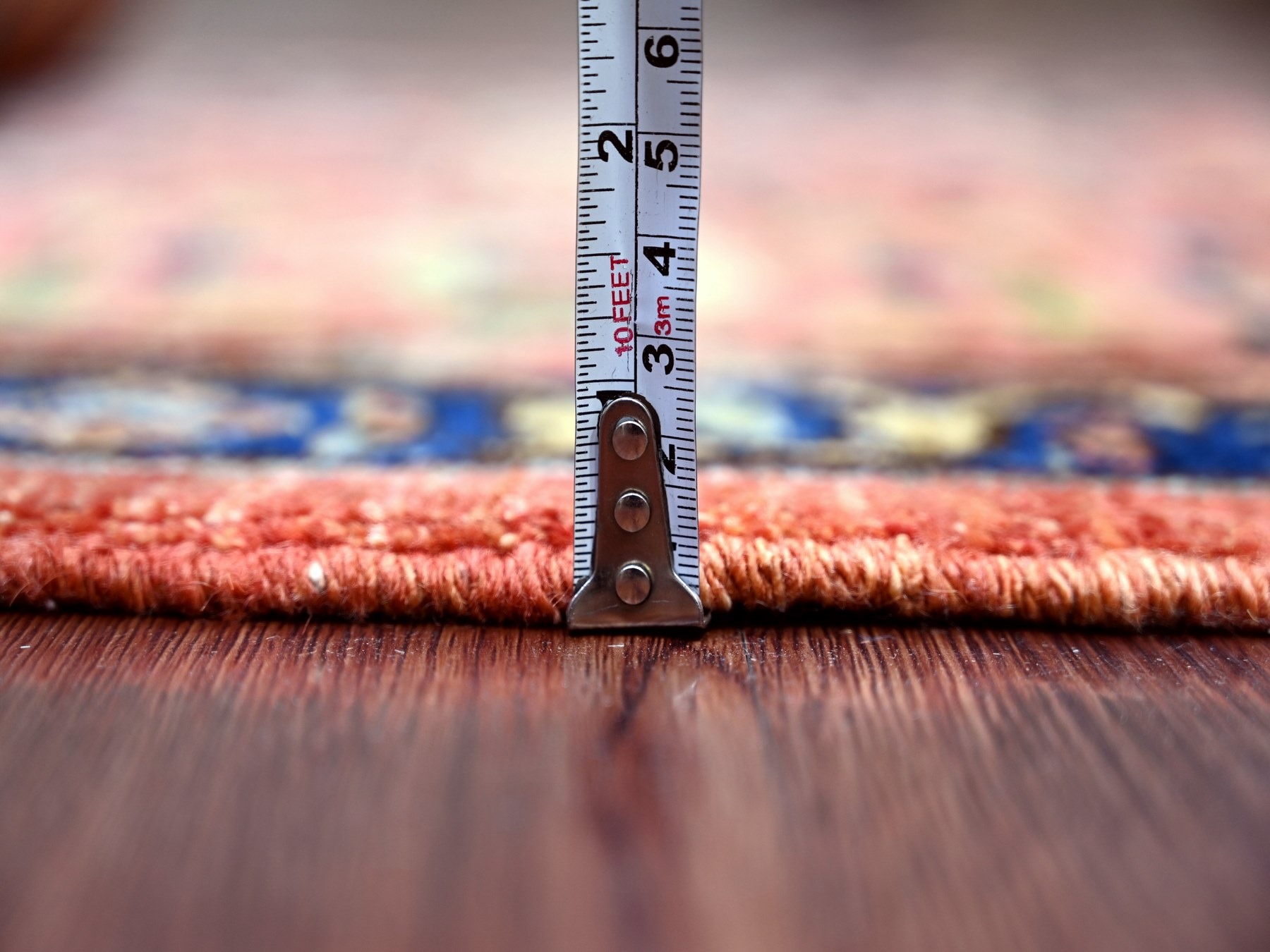 3'2"x11'6" Coral Red, Peshawar with Bijar Garus Design, Aryana Collection, Hand Knotted, Vegetable Dyes, High Mountain Wool, Densely Woven, Runner, Oriental Rug HR21268 - Image 5